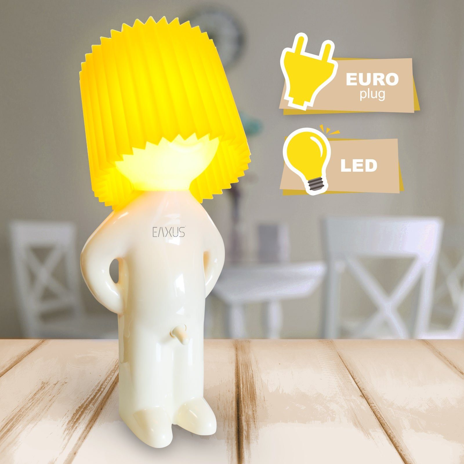 EAXUS LED Nachttischlampe Witzige LED Nachttischlampe - Dekoleuchte Scherzgeschenk, LED wechselbar, Warmweiß, Beleuchtetes Männchen mit Schniedel-Schalter