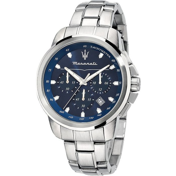 MASERATI Chronograph Maserati Herren Uhr Chronograph (Armbanduhr) Herren Armbanduhr groß (ca. 52x44mm) Edelstahlarmband silber Fashion