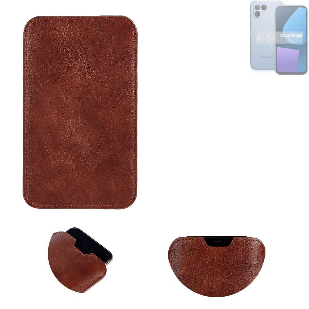 K-S-Trade Handyhülle für Fairphone Fairphone 5, Schutzhülle Handyhülle 5 Handytasche Kunstleder Sleeve in braun