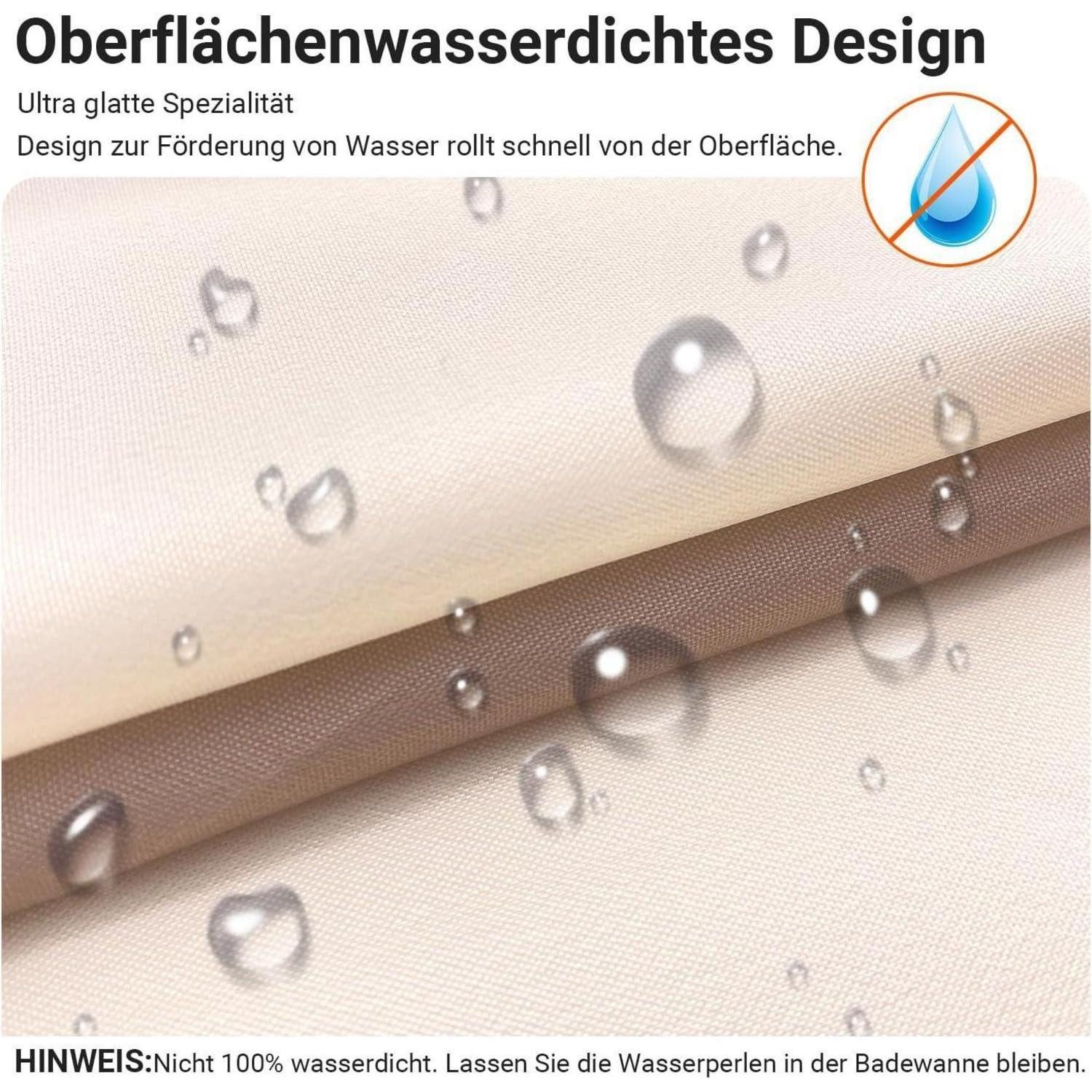 LuxusKollektion Duschvorhang Duschvorhang 150x180cm Beige Streifen Wasserabweisend inkl. 12 Ringe