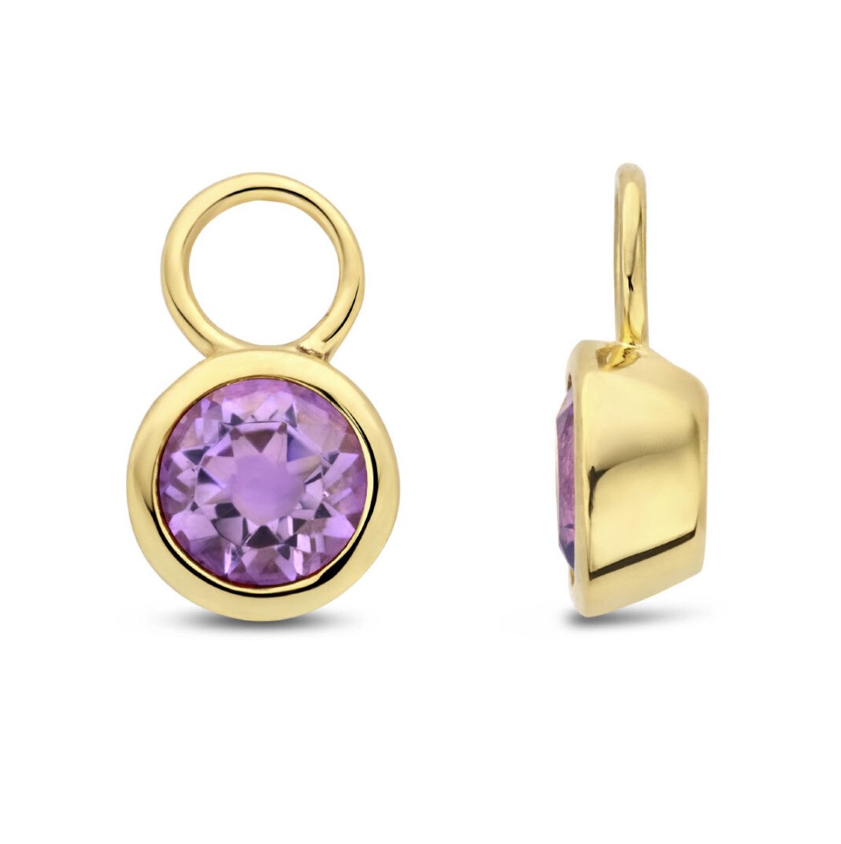 Einhänger für Ohrschmuck 585er Gelbgold ein Paar kleine Ohrring-Einhänger mit Amethyst