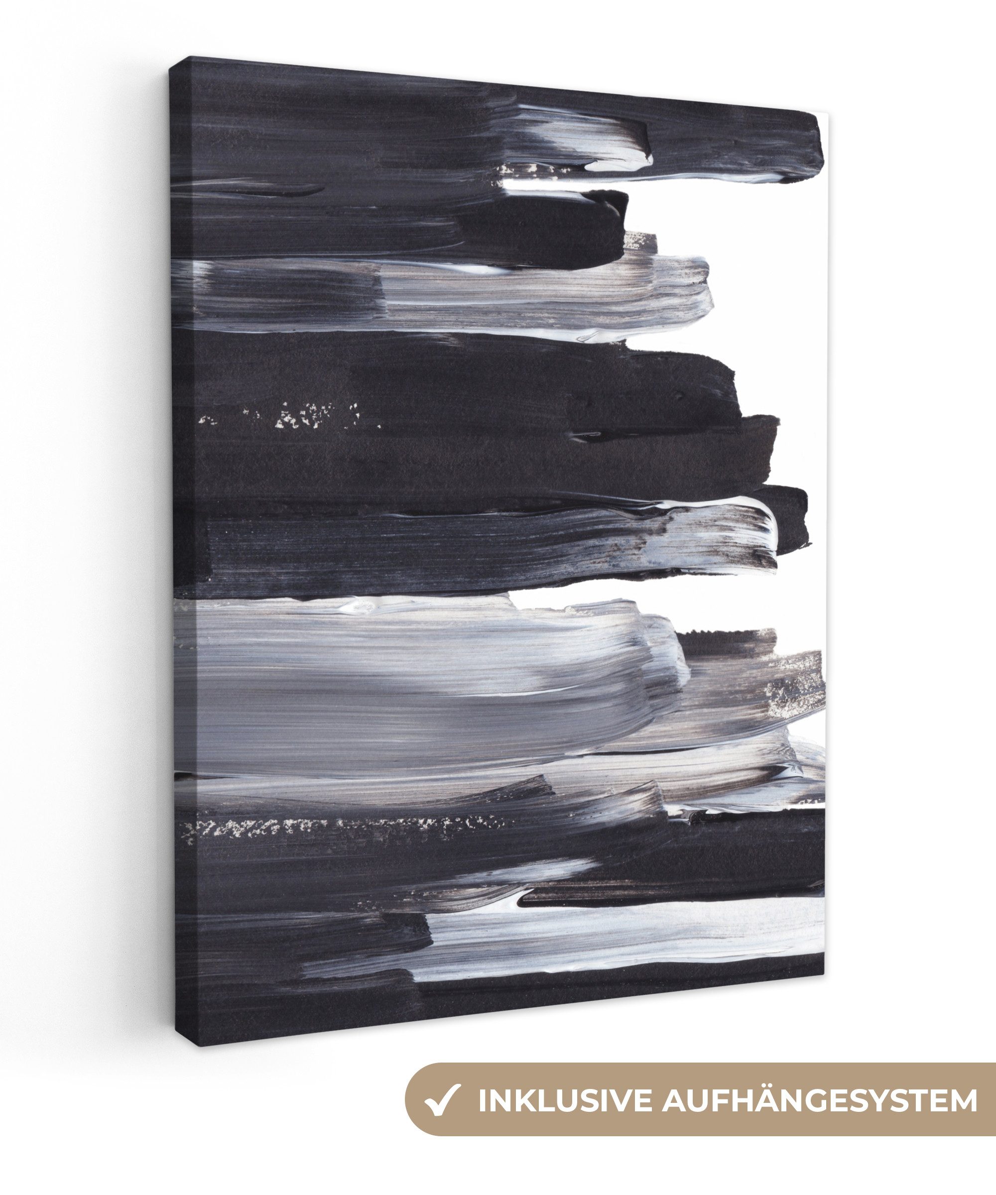 OneMillionCanvasses® Leinwandbild Farbe - Schwarz - Design, (1 St), Leinwand Bilder für Wohnzimmer Schlafzimmer 30x40 cm