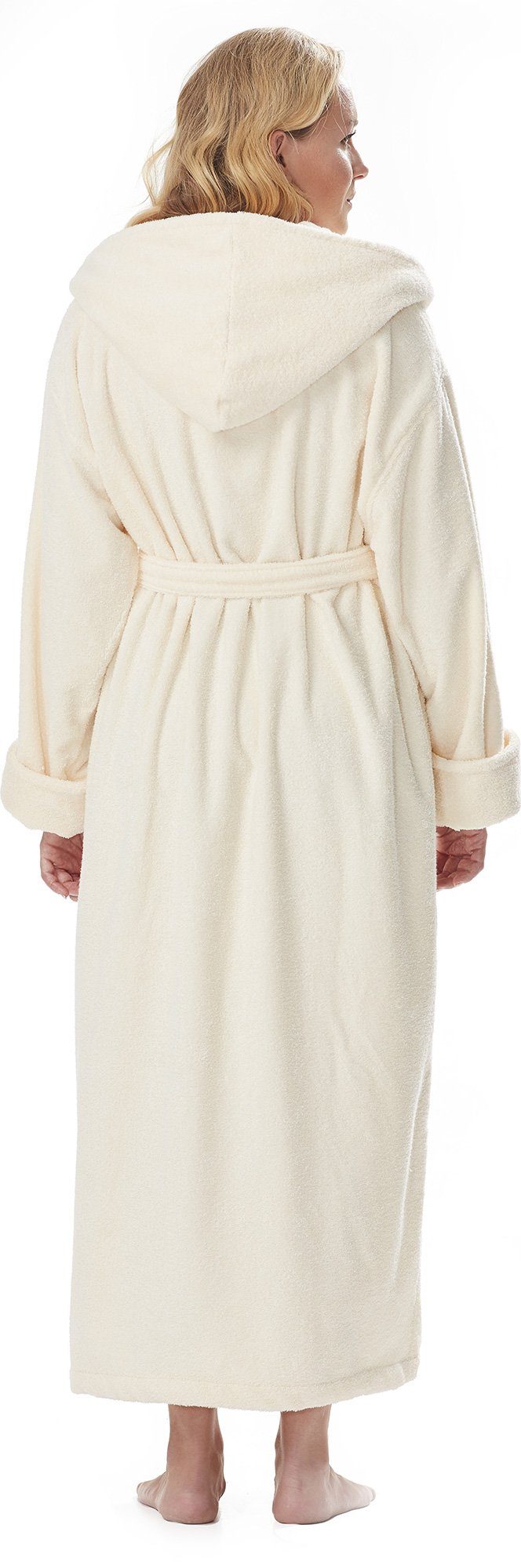 Arus Damenbademantel Viola, 100% Bio-Baumwolle, mit Kapuze, extra lang, 100 % BIO-Baumwolle mit GOTS-Zertifikat