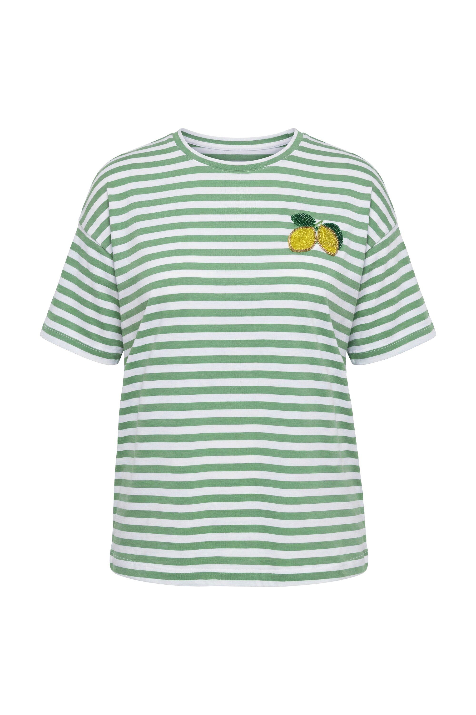 Studio Untold T-Shirt T-Shirt oversized Ringel Zitronen-Patch günstig online kaufen