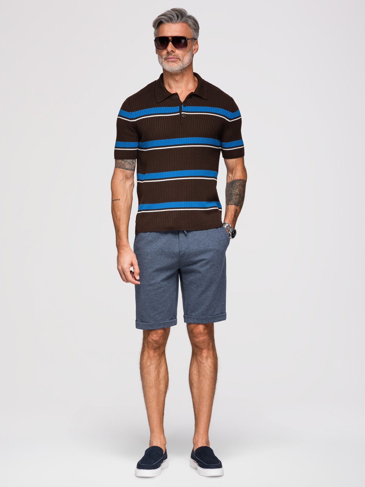 OMBRE Sweatshorts Shorts für Herren mit strukturiertem Strickgummiband