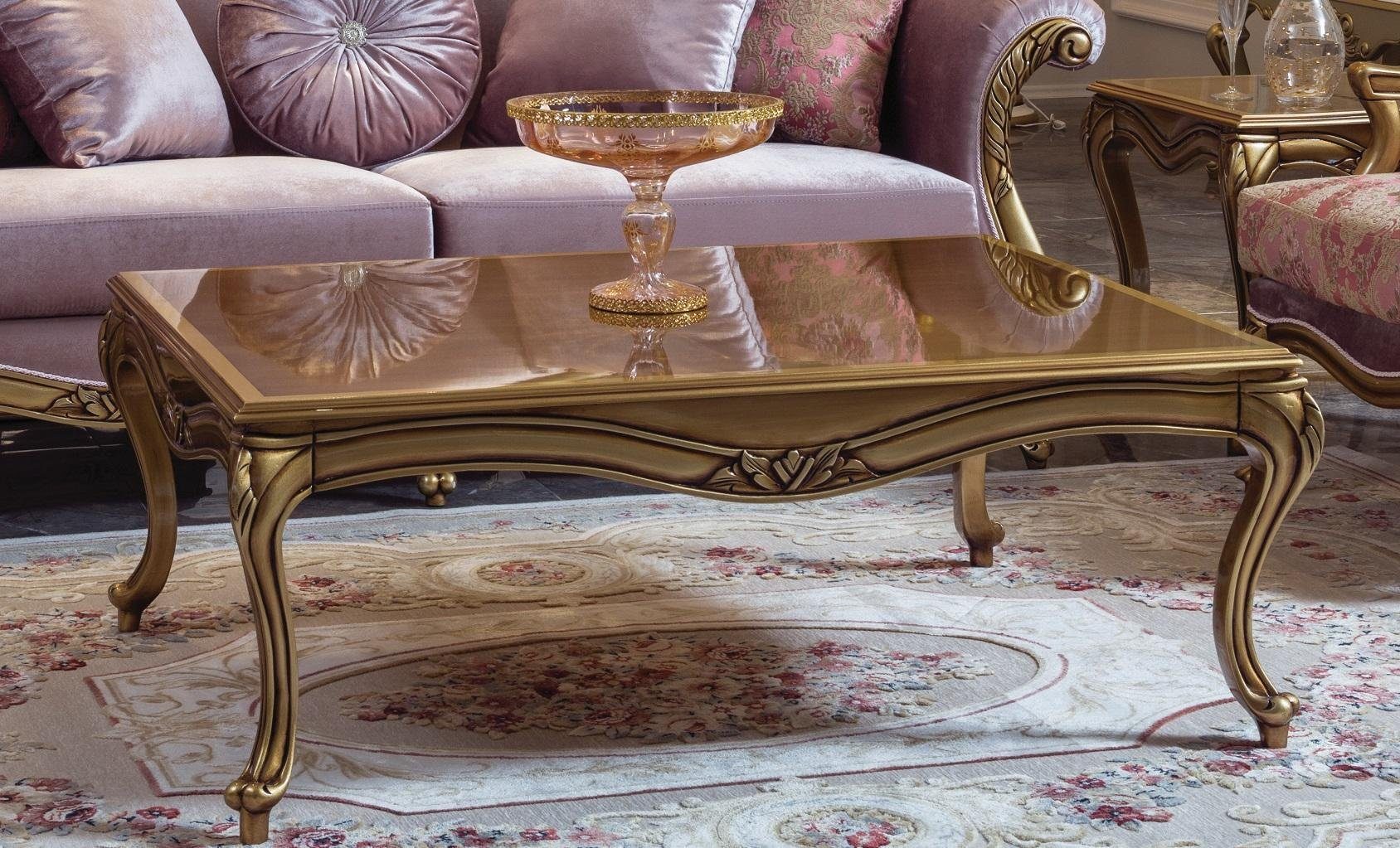 JVmoebel Couchtisch Barock-Couchtisch in Gold und Braun im Rokoko-Stil (Packung), Made in Europa