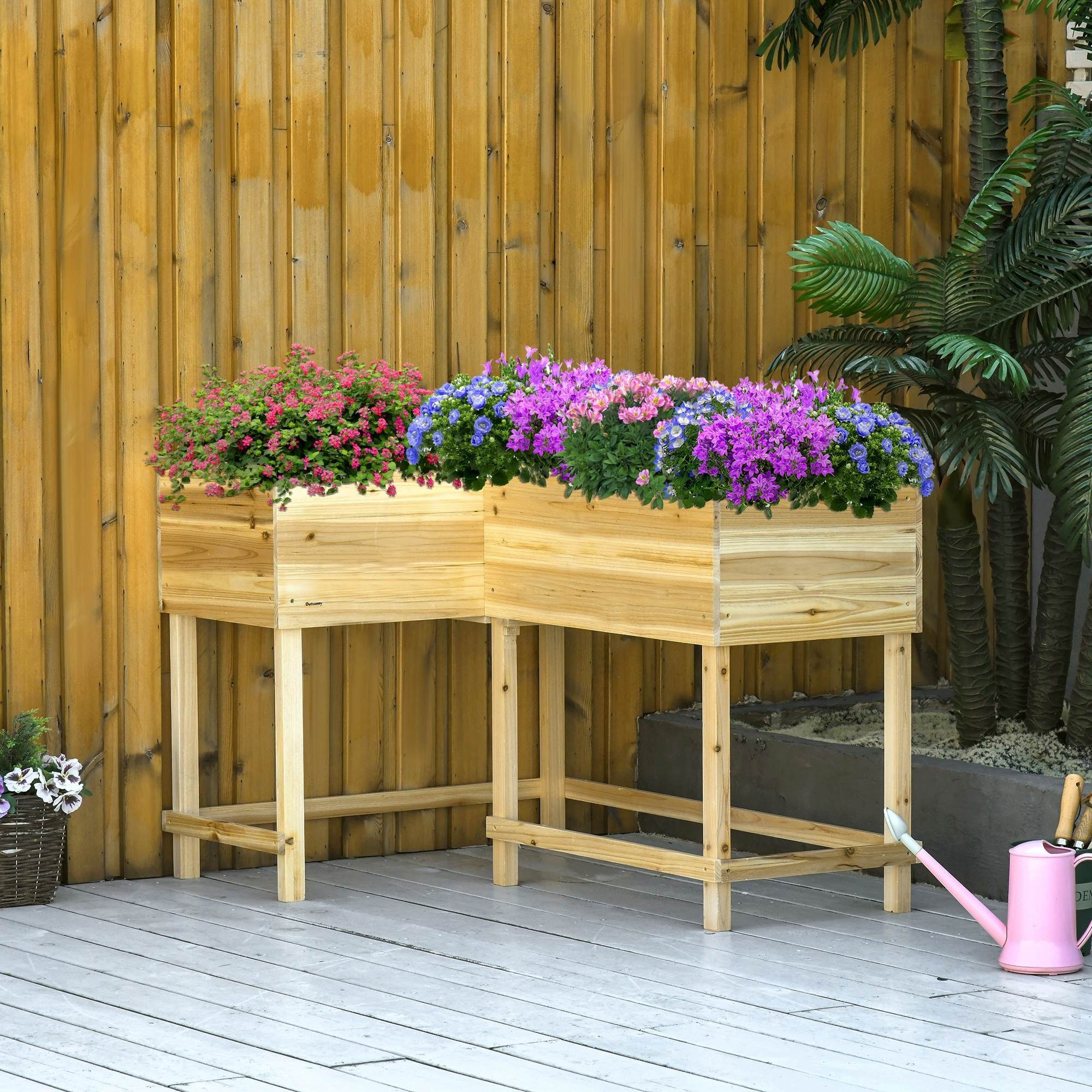 Hochbeet Holz Pflanzkasten, Vliesstoff, Blumenkasten, Blumentopf, Kräuterbeet