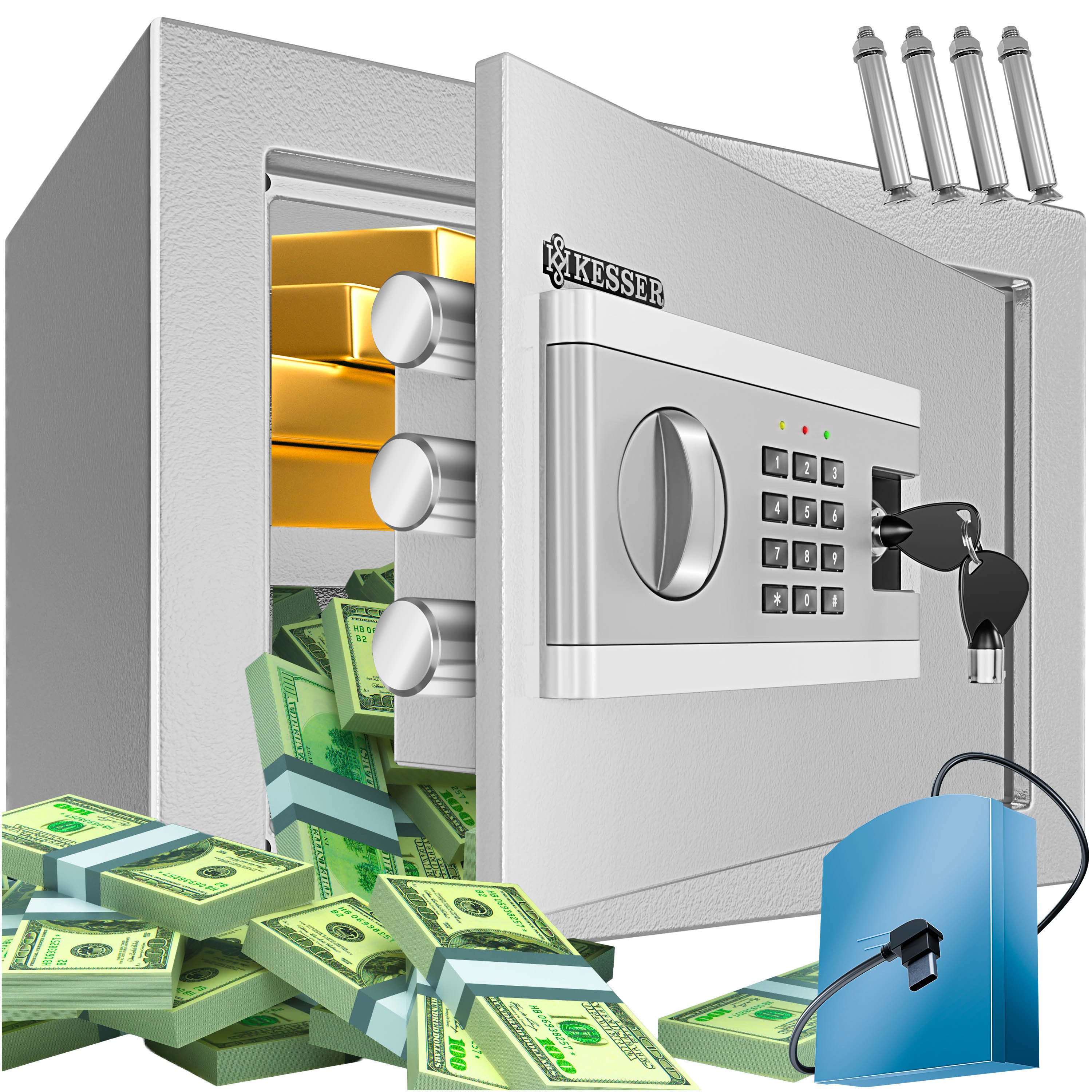 KESSER Tresor, Elektrischer Tresor Inkl. Batteriebox Elektronischer Safe 3