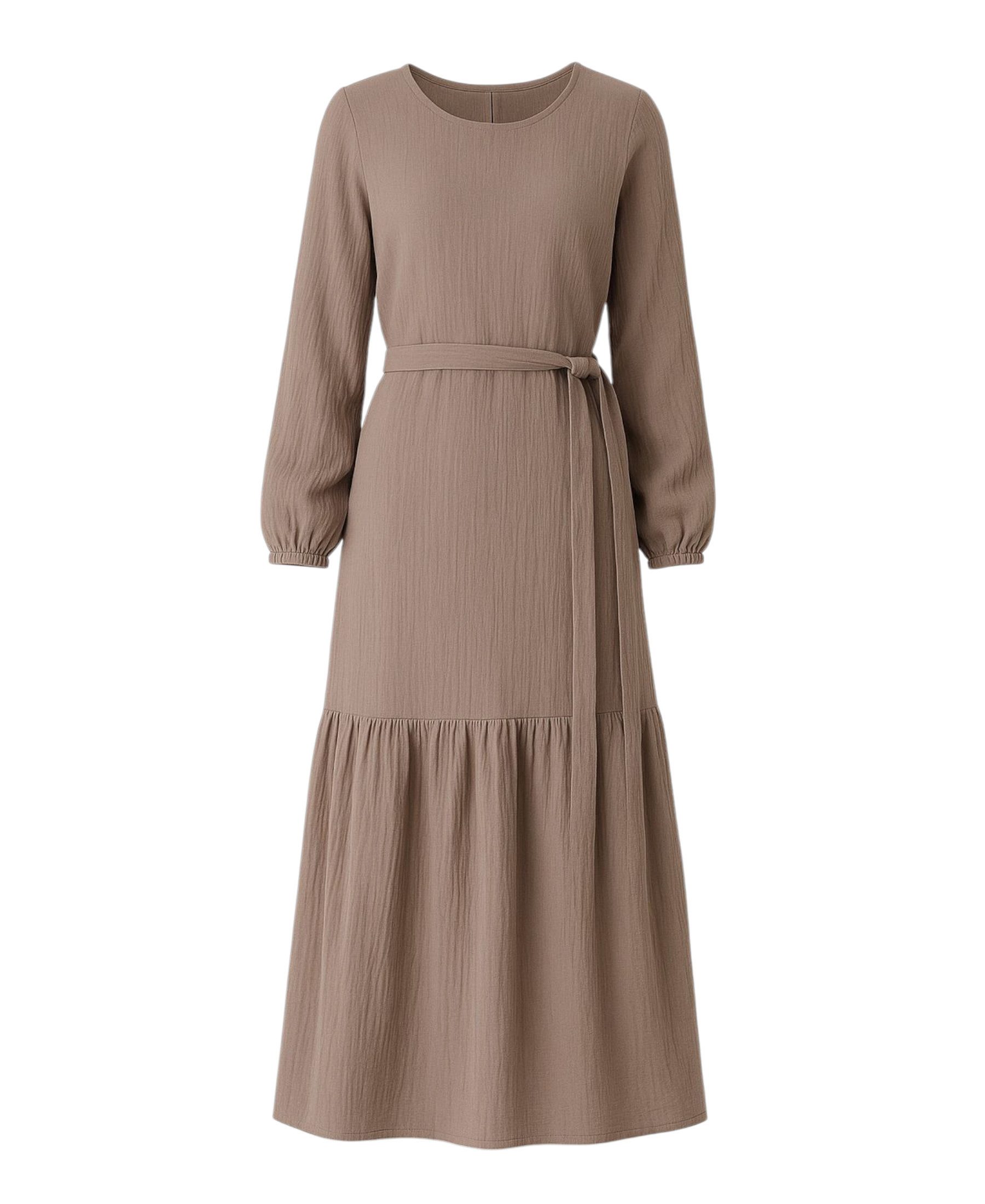 WENOR Sommerkleid Musselin-Kleid, 100 % Baumwolle, Volantsaum, Gürtel, Gr. günstig online kaufen