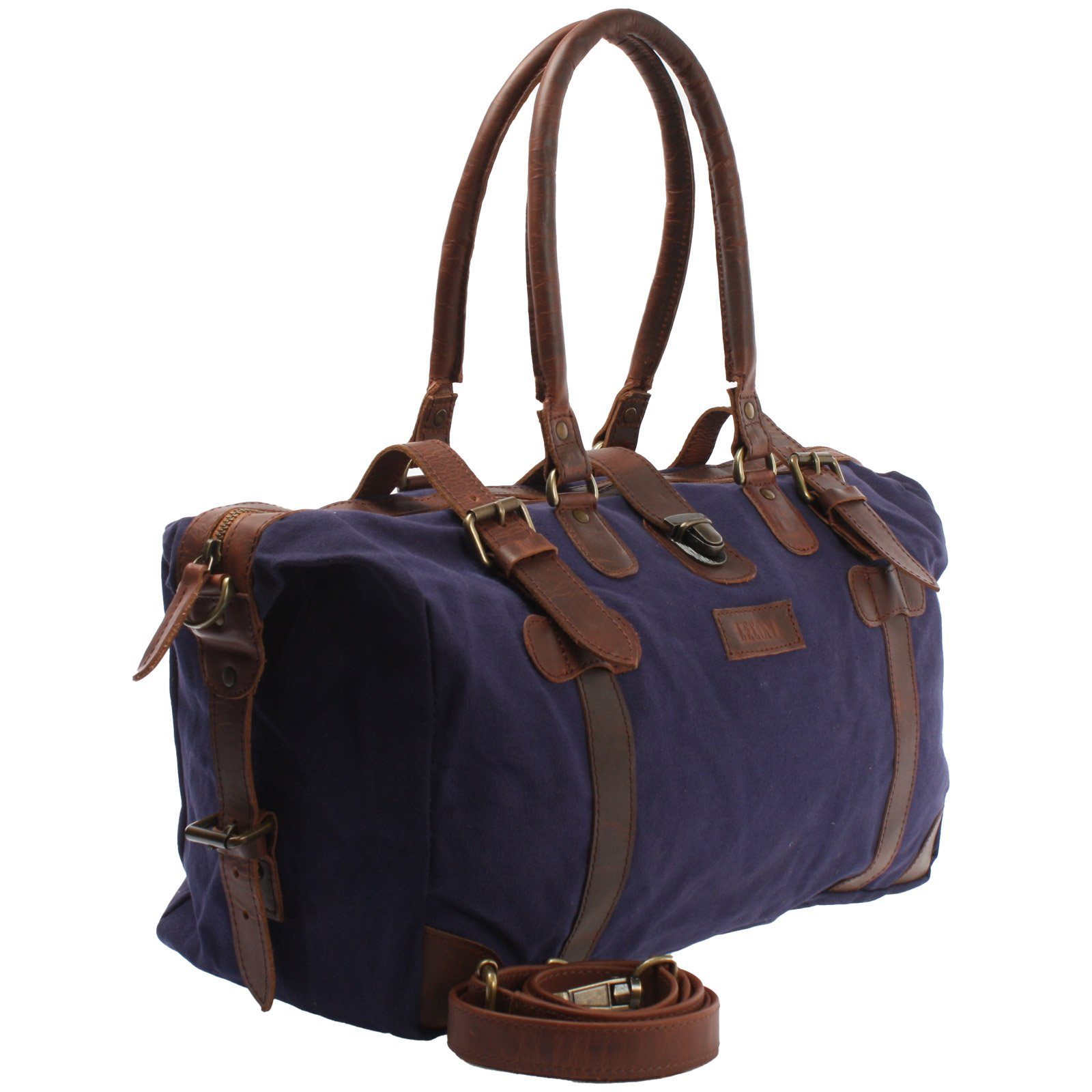 LECONI Weekender klein Handgepäck Damen Herren Leder Canvas LE2008, Canvas & Leder – Innenfach mit Zipper – 45×30×20 cm