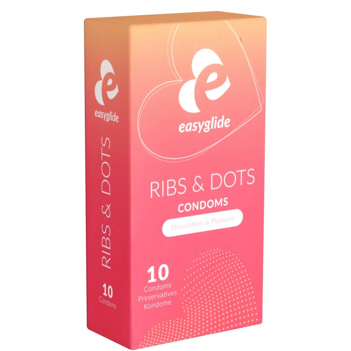 EasyGlide Kondome Ribs & Dots Packung mit, 10 St., Kondome mit stimulierenden Rippen und Noppen, gerippt-genoppte Kondome für mehr Lust