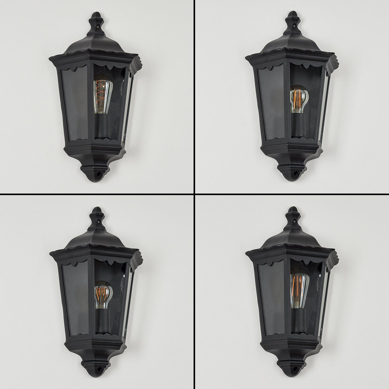 hofstein Außen-Wandleuchte »Viano« Wandlampe in antikem Look aus Metall/Glas in Schwarz-matt/Klar, ohne Leuchtmittel, Wandleuchte m. E27, Außenleuchte