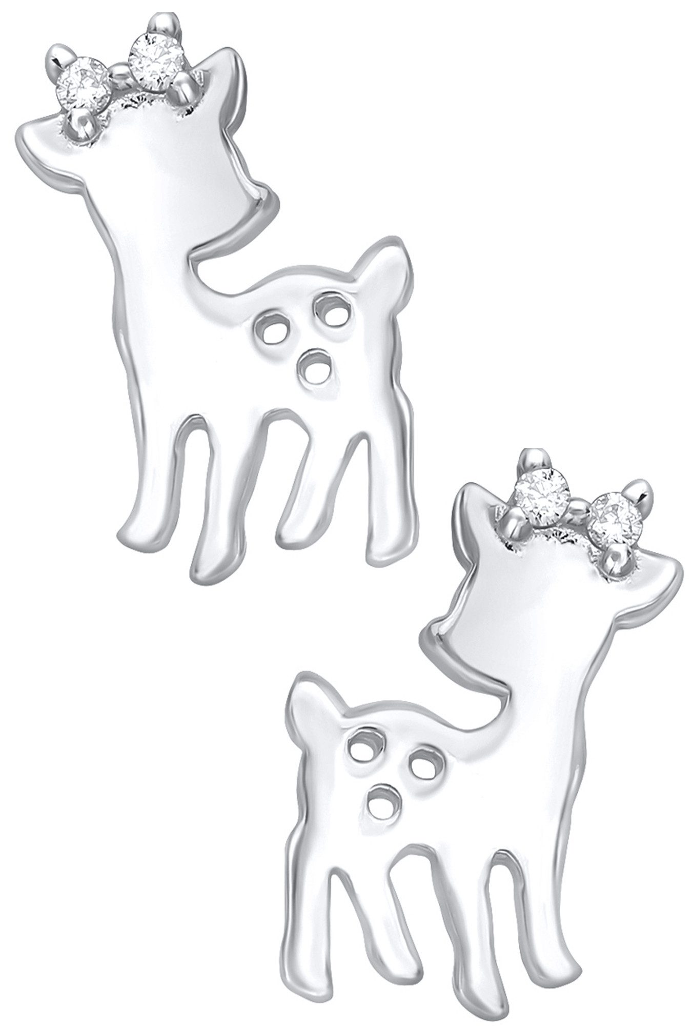 Limana Paar Ohrstecker Ohrringe Reh Rehkitz 925 Silber Mädchen Frauen Kinder Damen (inkl. Geschenkdose mit Engel Gravur), Geschenk Kinderschmuck Kinderohrringe Echtschmuck