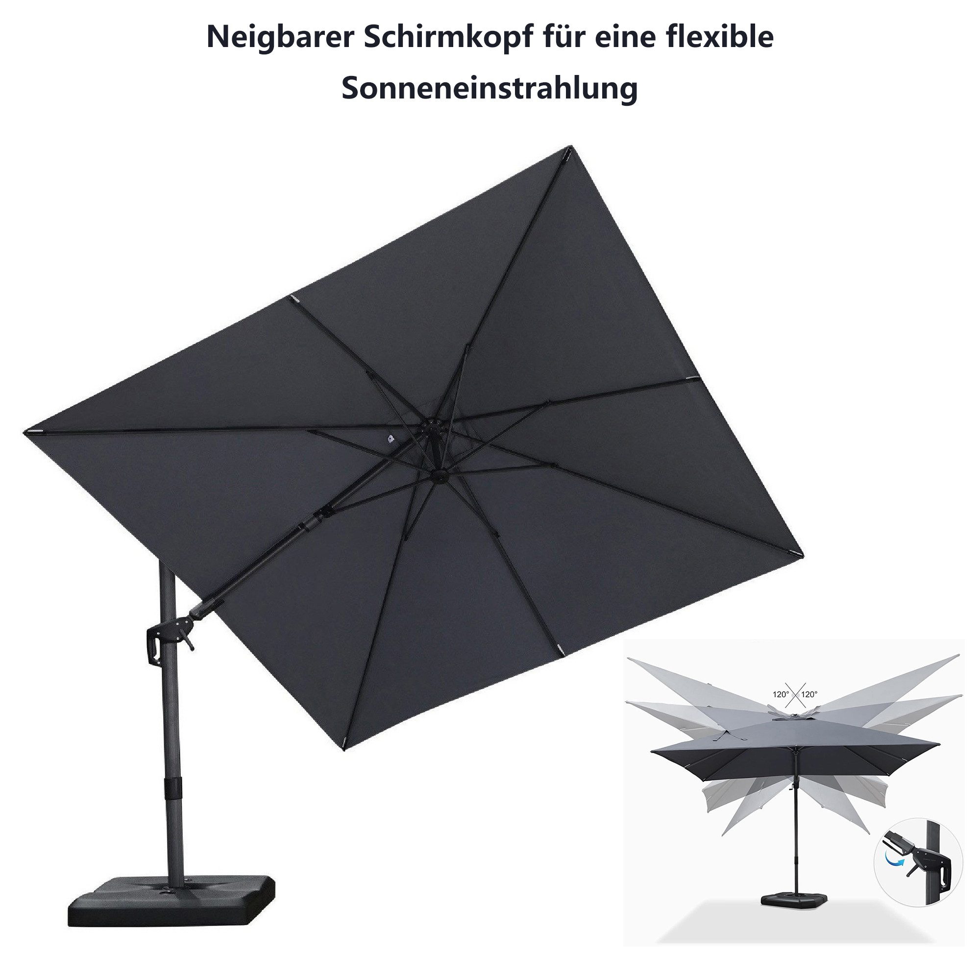 PURPLE LEAF Ampelschirm Quadratischer Terrassenschirm, Seitlich günstig online kaufen