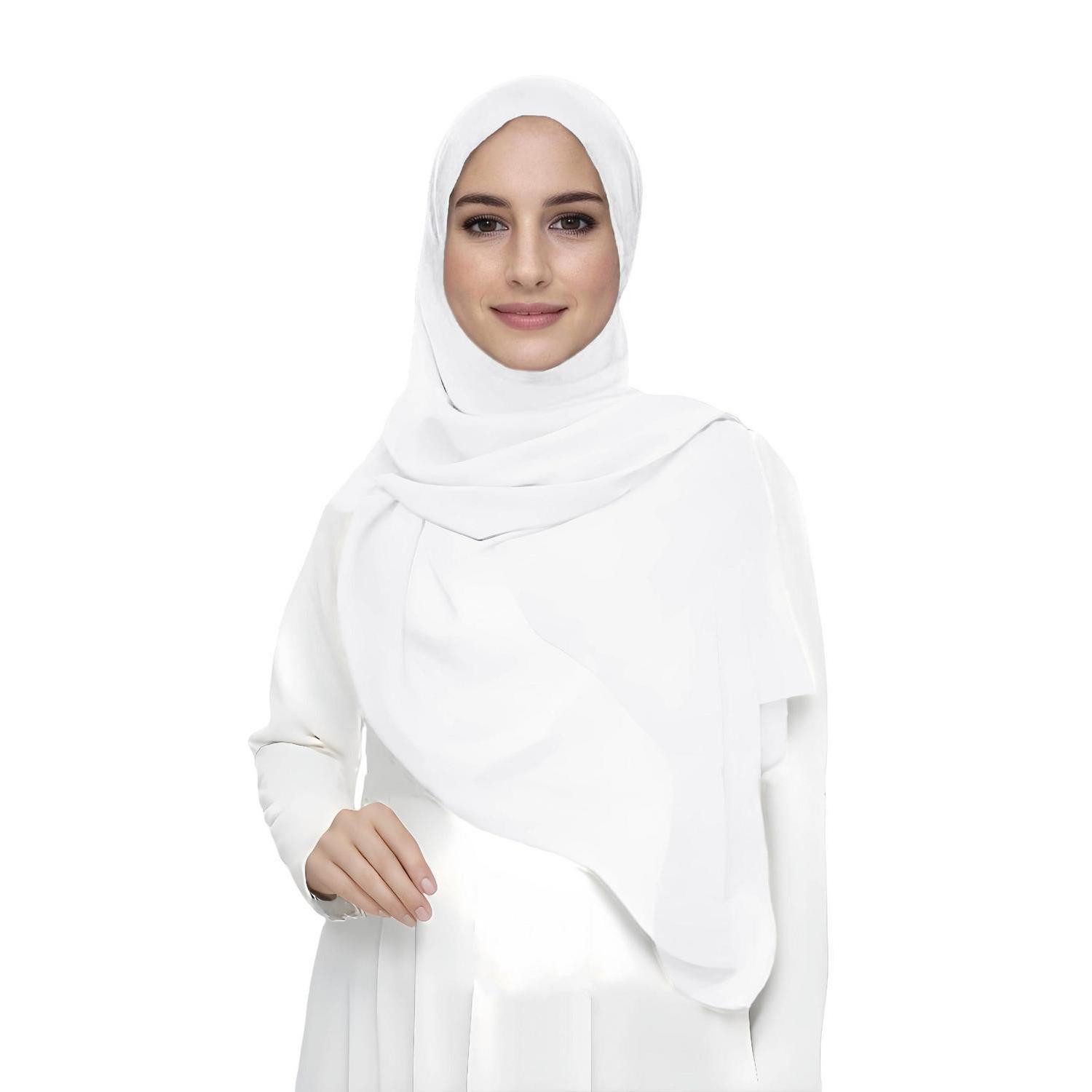 LuxusKollektion Kopftuch Hijab Muslim Chiffon Premium leicht weiß, (1-St)