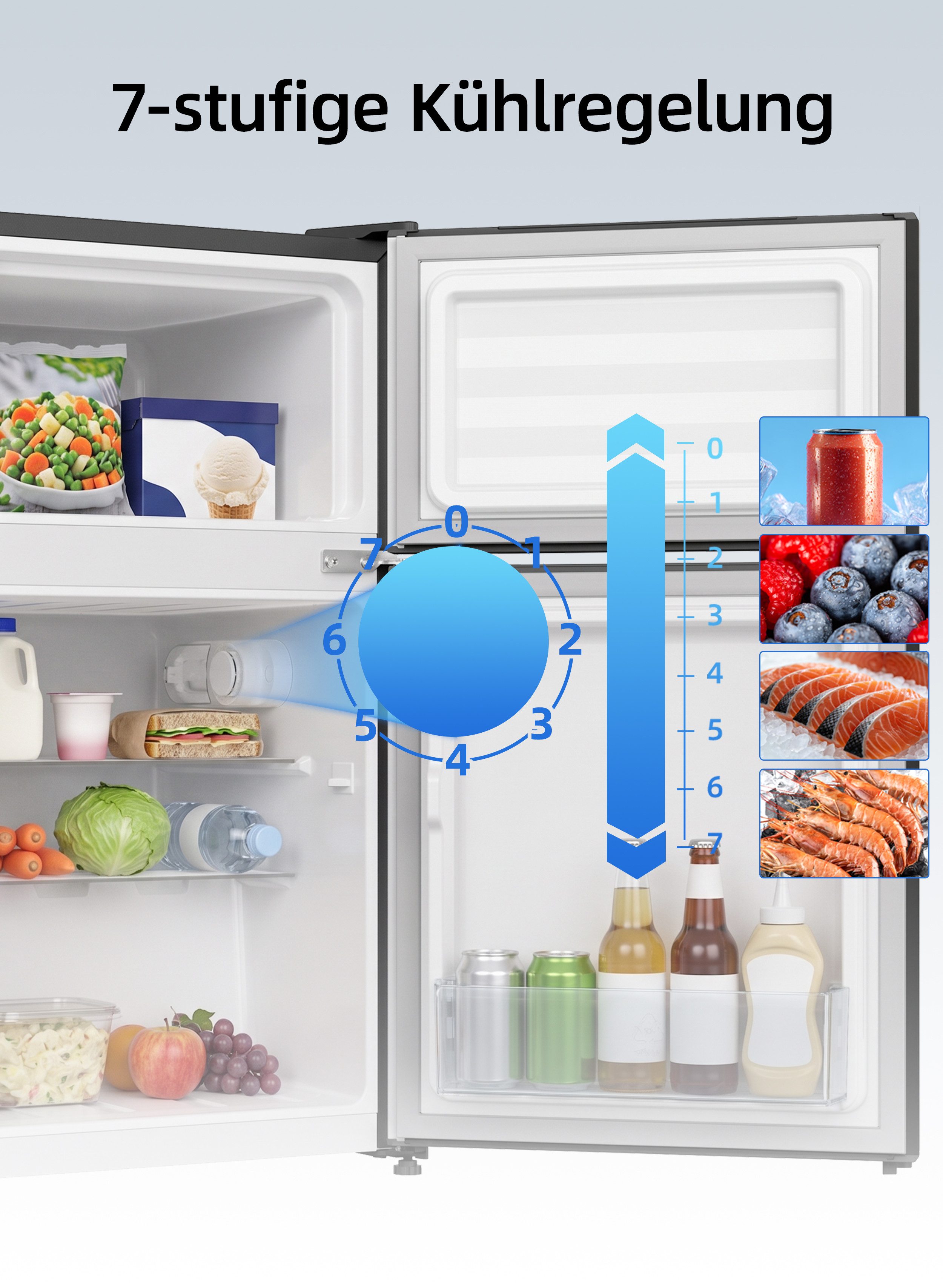 CHiQ Kühl-/Gefrierkombination Top Freezer CTM130LGE, 128.5 cm hoch, 44 cm breit, 4-Sterne-Gefrieren, 12 Jahre Garantie auf den Kompressor – Bild 5 von 5