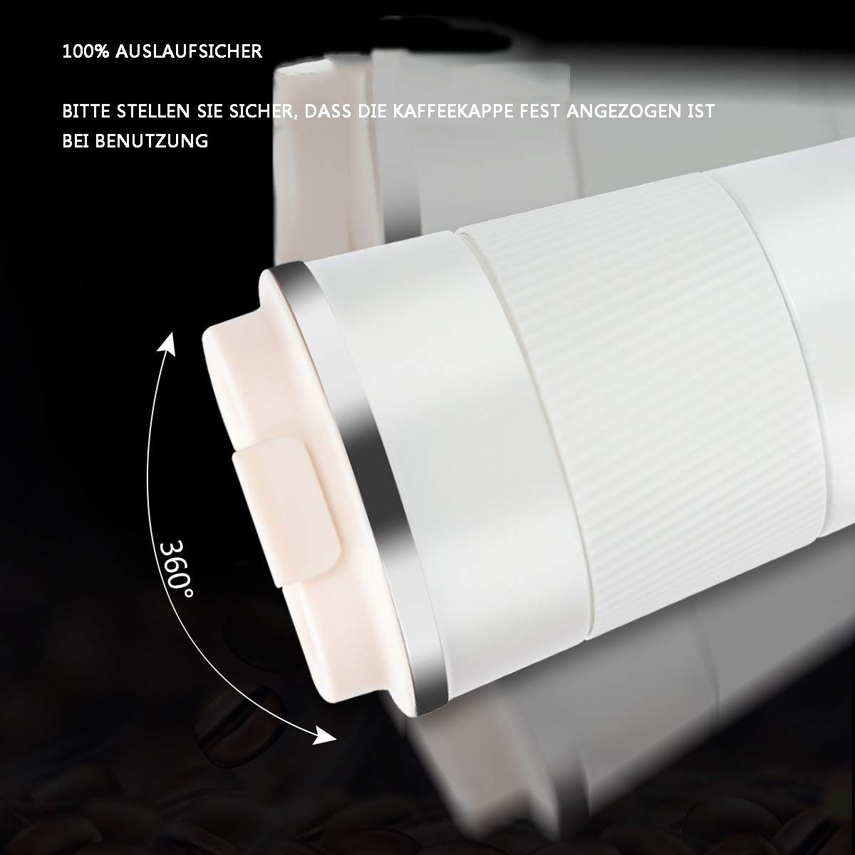 Thermobecher-Isolierbecher. mit Kaffeebecher GelldG Becher weiß Deckel, auslaufsicherem