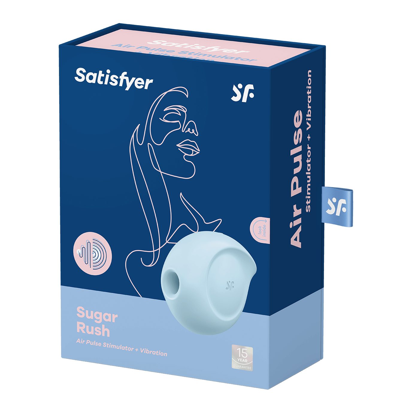 Satisfyer Druckwellenvibrator, Satisfyer (1-tlg) Rush", "Sugar blau 8,5cm, wasserdicht, Auflege-Vibrator
