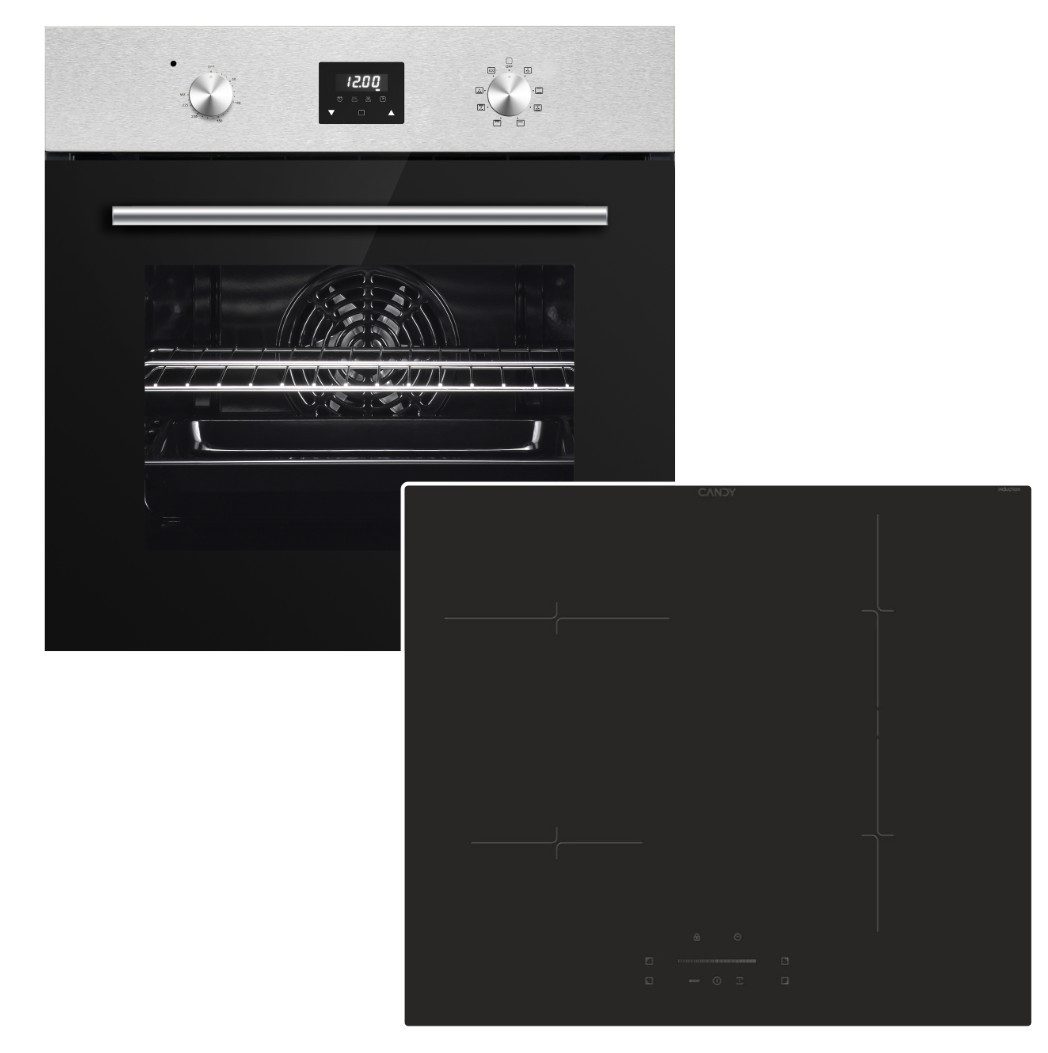PKM Backofen-Set Einbaubackofen 8 Funktionen + Candy Induktionskochfeld Booster hOn App, mit Nein