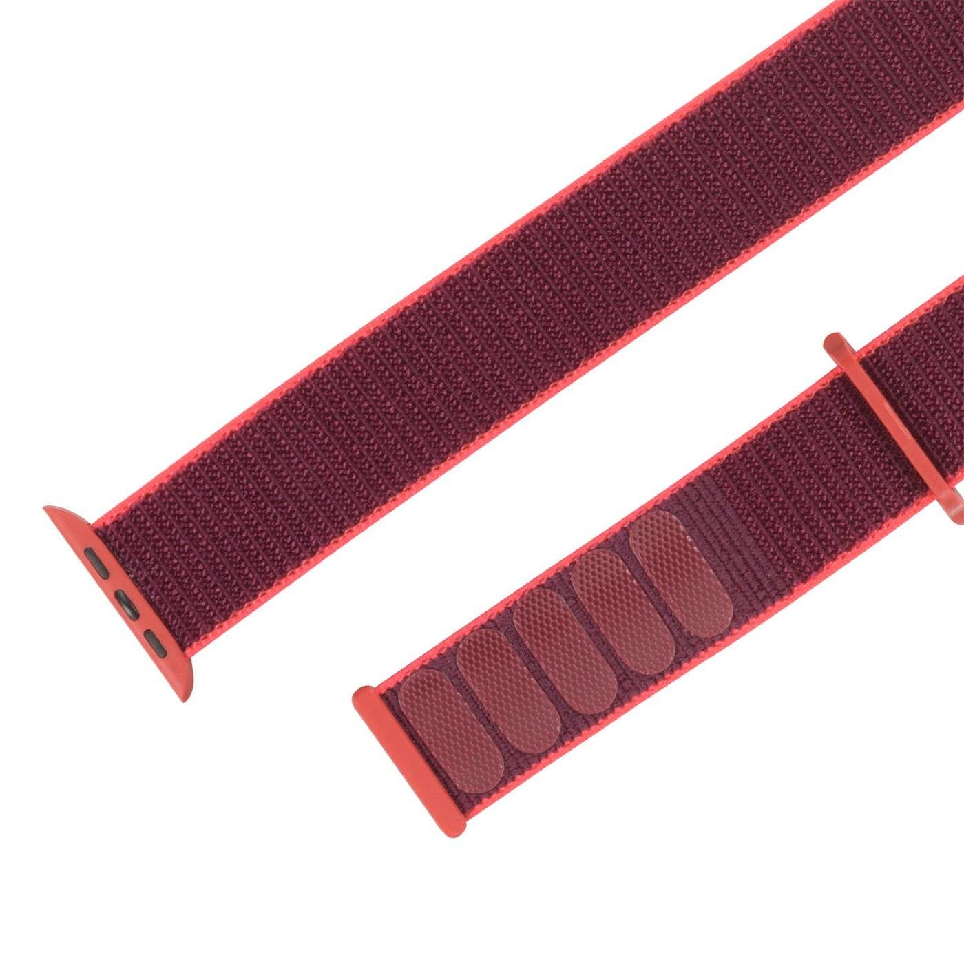 Rot 41mm Gehäuse, mit Apple Band mit Stoff Uhren Smartwatch-Armband Nylon CoolGadget Serie Ersatz 8 für Watch Klettverschluss