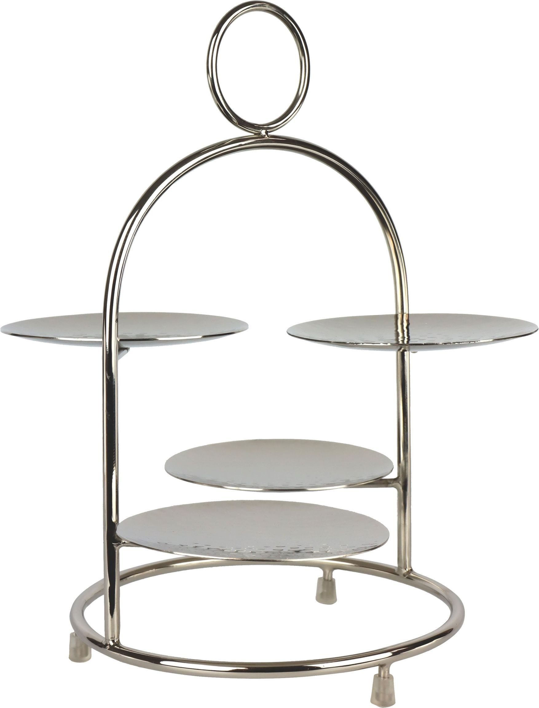 FURNARO Etagere TABLE, Edelstahl vernickelt, mit vier Tellern aus vernickelten Edelstahl ca. 32,5cm