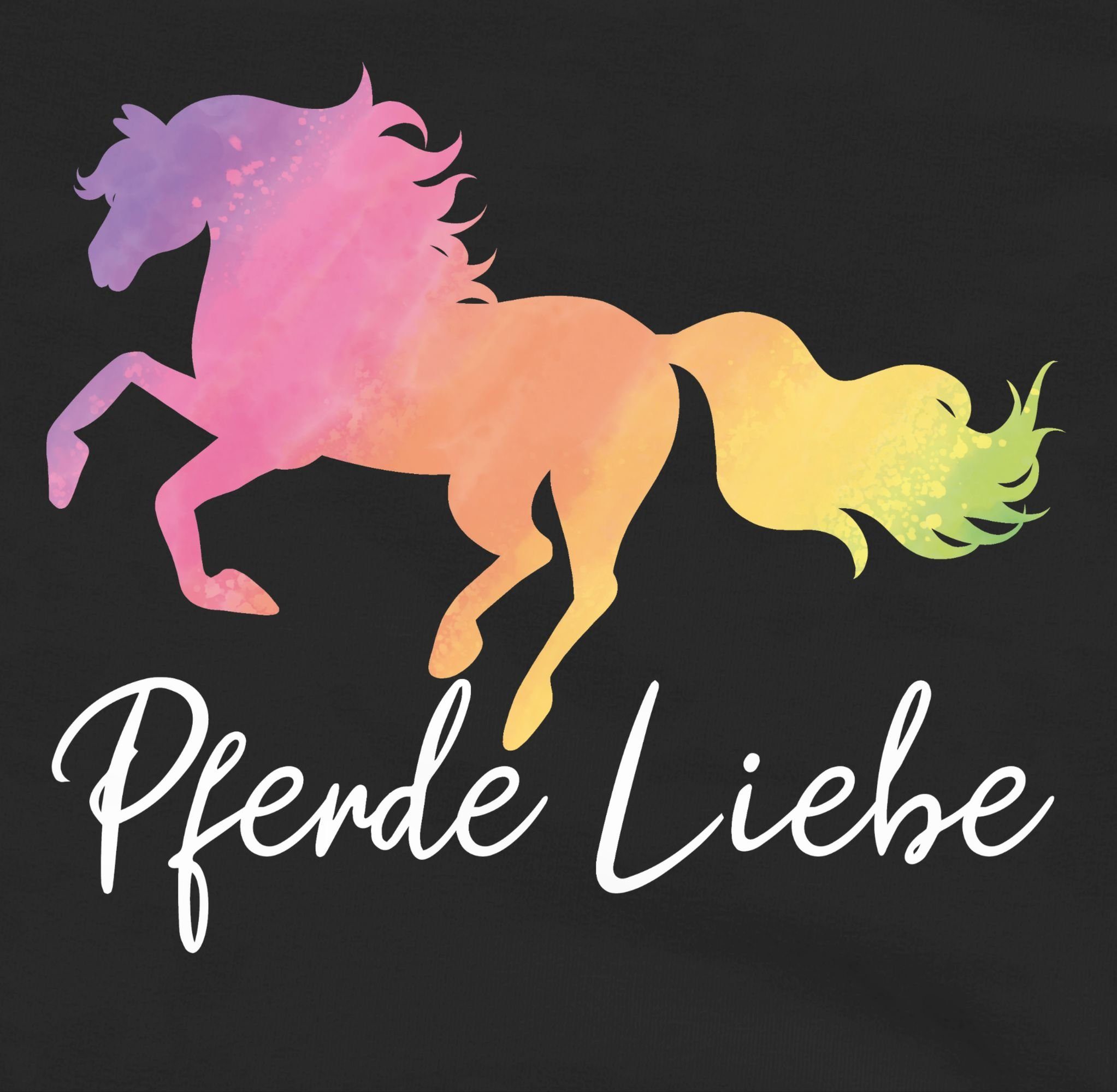 Shirtracer Pferde Pferd mit buntem Schwarz/Grau 1 Pferd Liebe Hoodie meliert