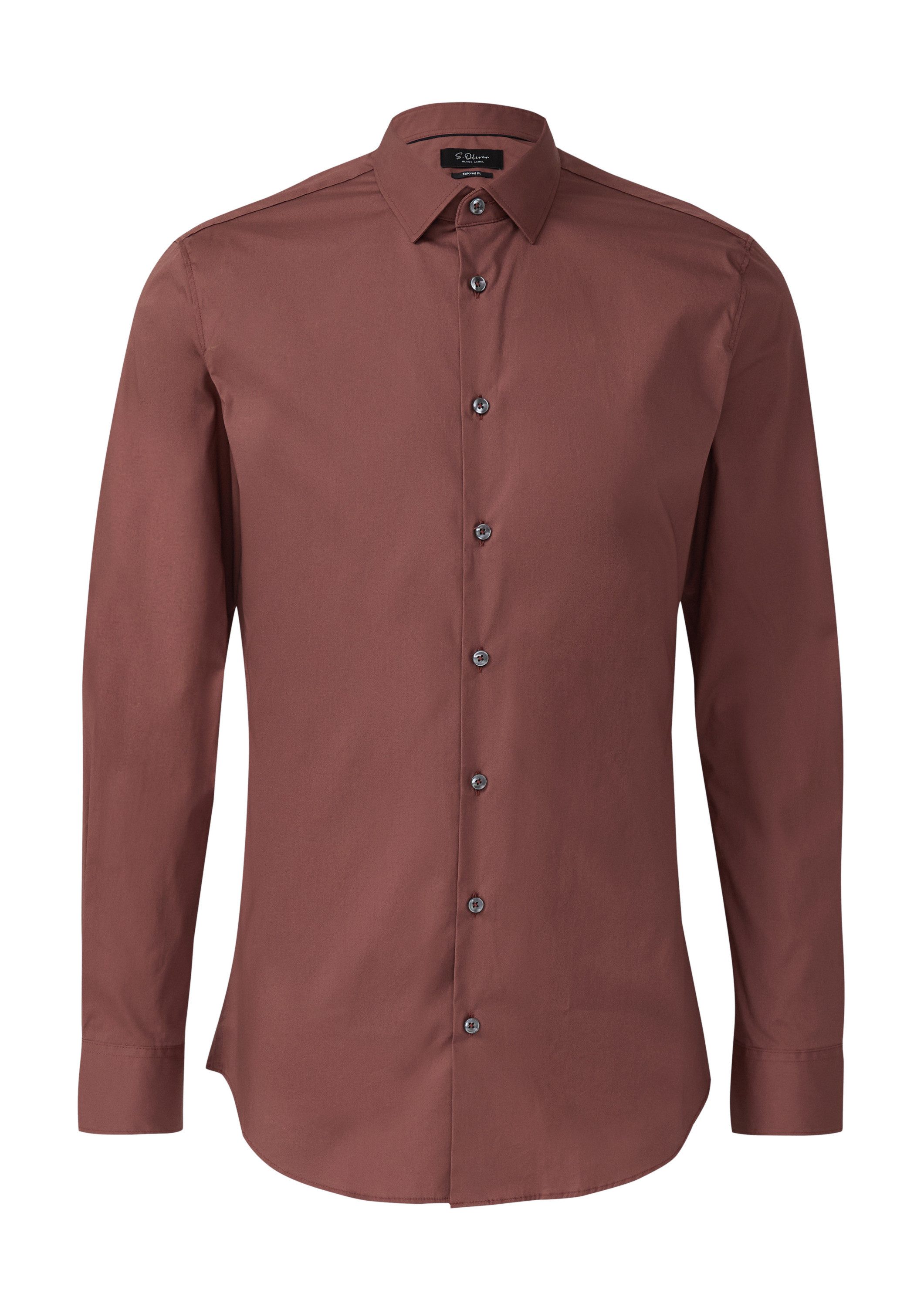 s.Oliver Langarmhemd Hemd Tailored Fit: Baumwollstretch-Hemd mit Kentkragen