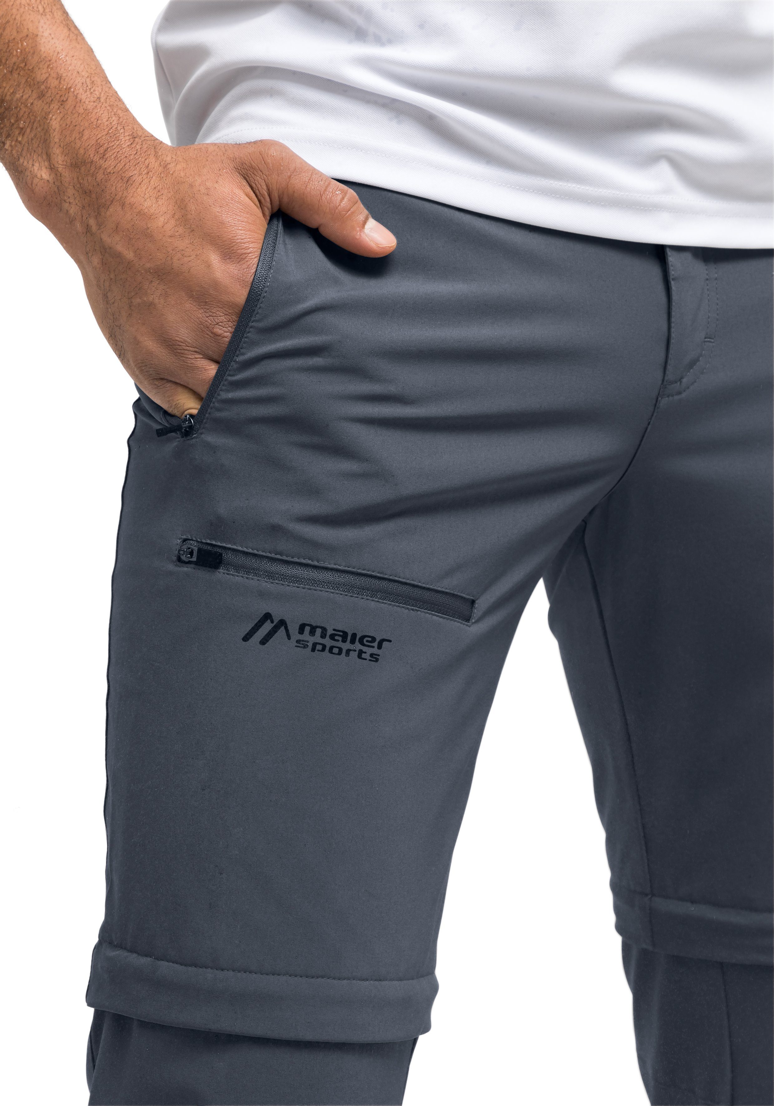 M Material Maier grau Sports flexiblem Zip Outdoorhose und aus Funktionshose Latit nachhaltigem