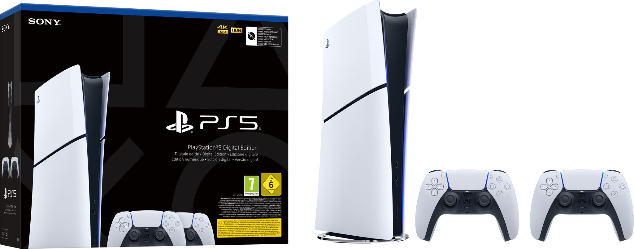 PlayStation 5 Slim DIGITAL Edition + 2 Controller ohne Laufwerk