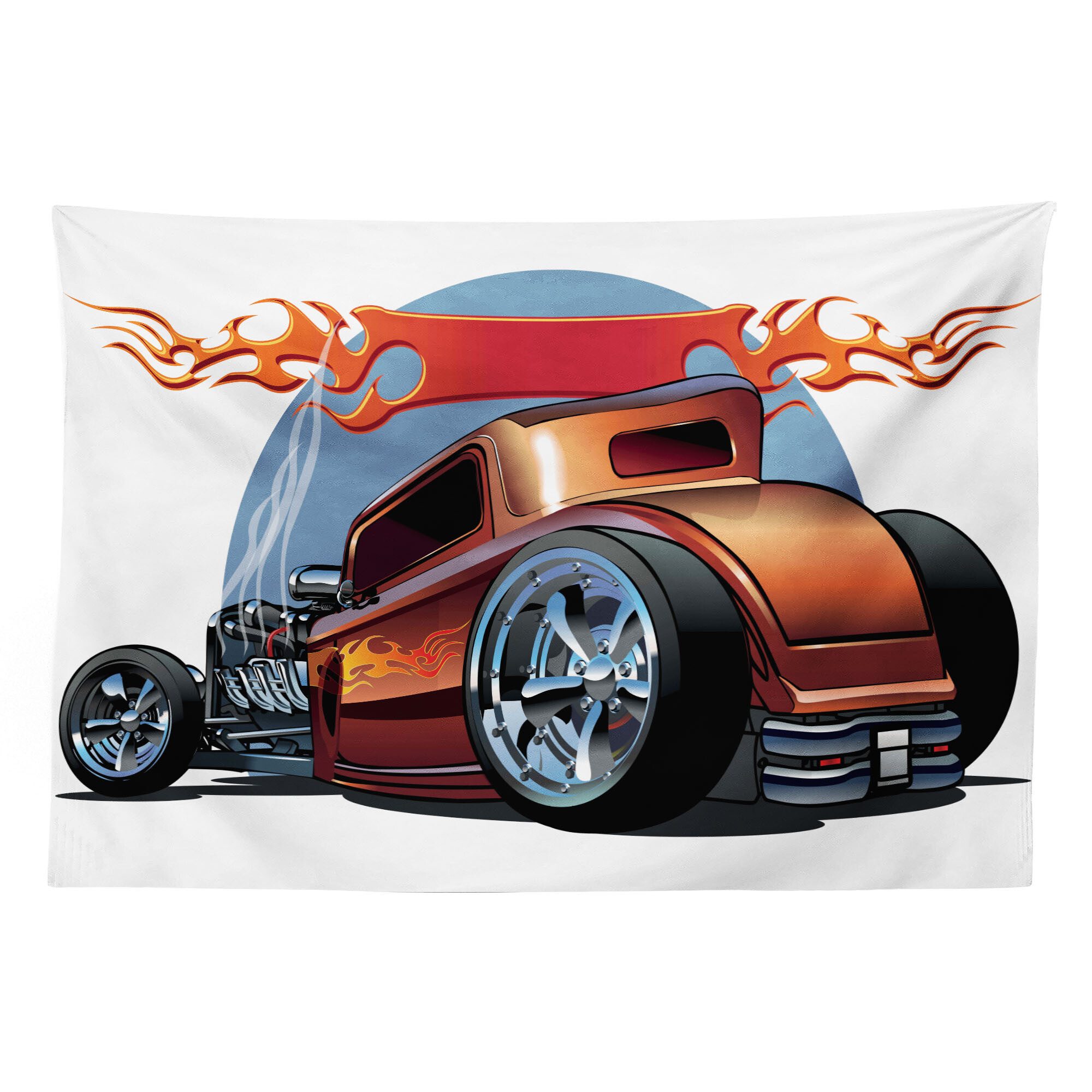 Abakuhaus Wandteppich aus Weiches Mikrofaser Stoff Für das Wohn und Schlafzimmer, rechteckig, Autos Cartooon Hot Rod-Klassiker