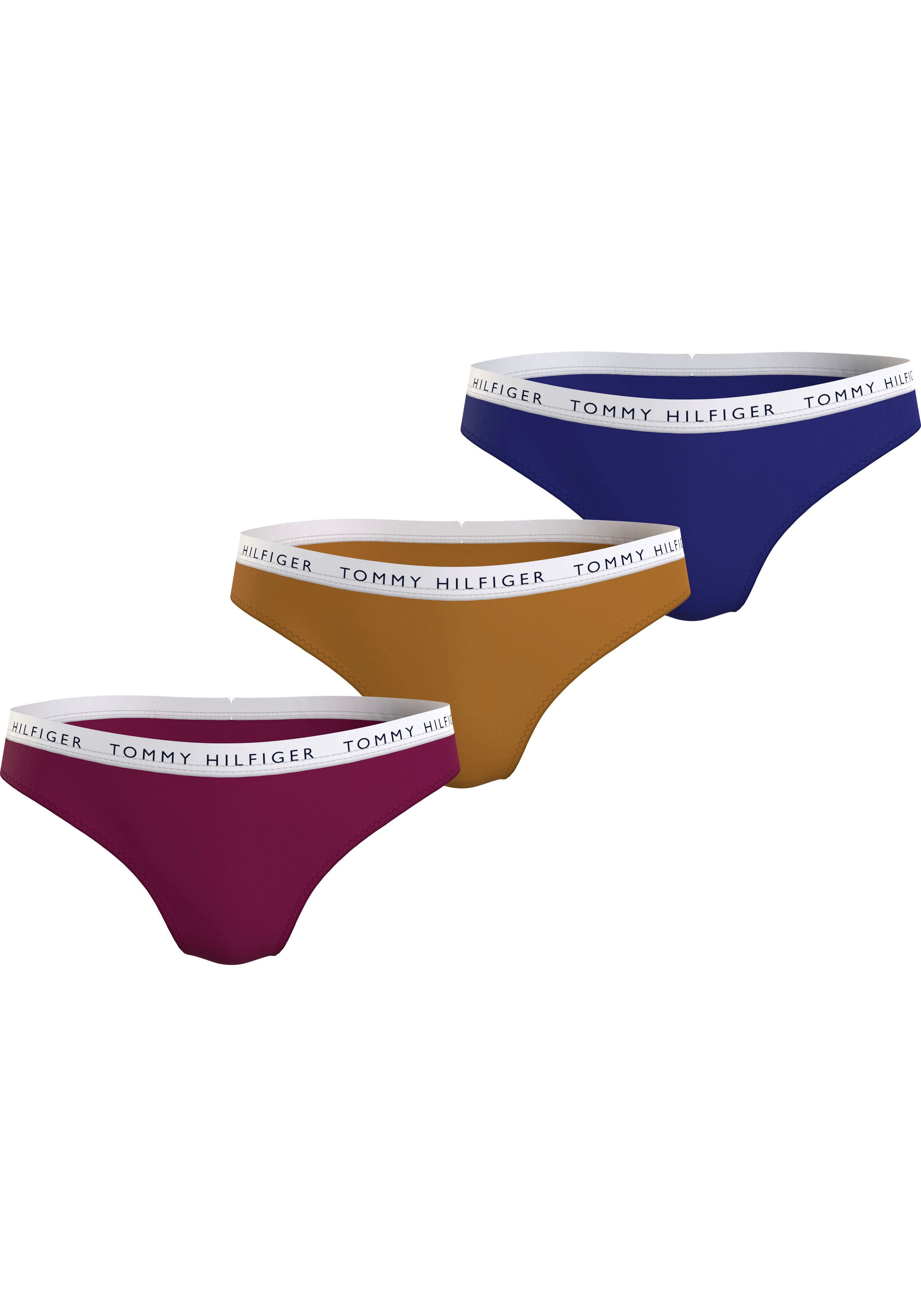 Tommy Hilfiger Underwear Bikinislip Logo Taillenbund, mit (Set, 3-St., Recycelte, dem 3er-Pack) elastische Bio-Baumwolle auf