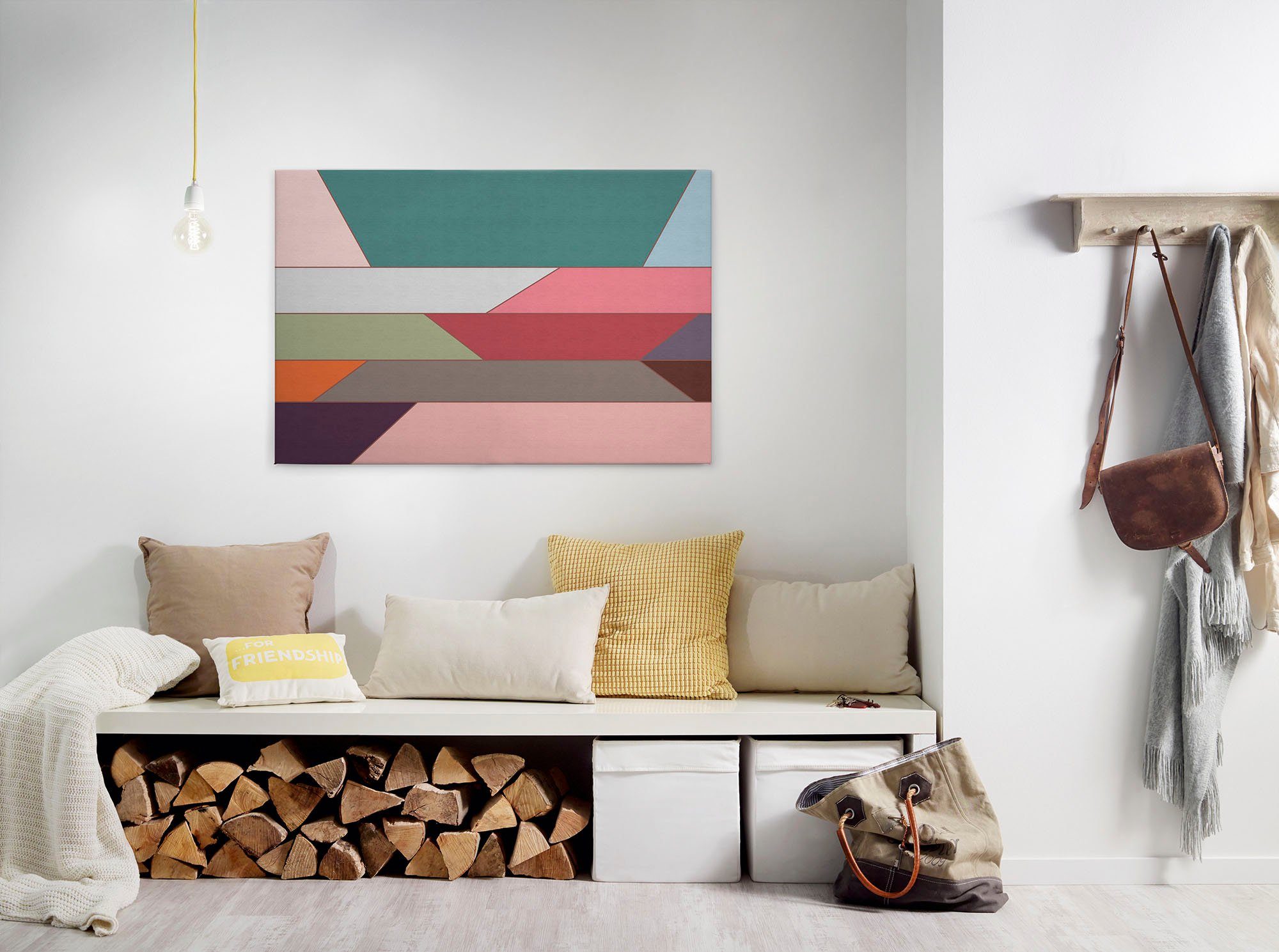 A.S. Création Leinwandbild geometry, Abstrakt, Kinder, Kunst (1 St), Keilrahmen Farben Bunt Grafisch Abstrakt Leinwand-Bild Wohnzimmer Wand