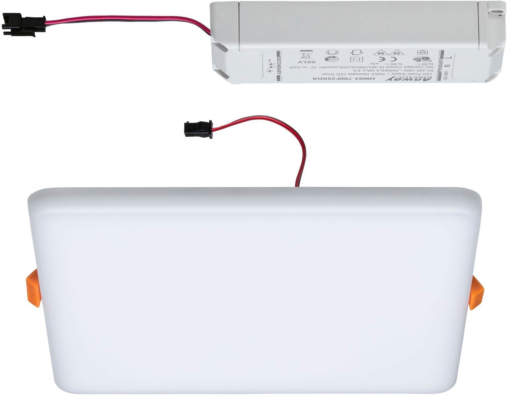 Paulmann LED Einbauleuchte Veluna VariFit IP44 eckig 4.000K Satin, LED fest integriert, Neutralweiß, LED Einbaupanel IP44 3-Stufen-dimmbar eckig 4.000K Satin