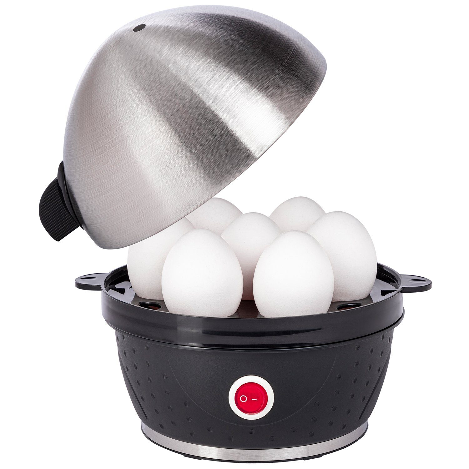 SLABO Eierkocher elektrischer Eierkocher aus Edelstahl bis 7 Eier  Messbecher Stechhilfe, Anzahl Eier: 7 | Eierkocher