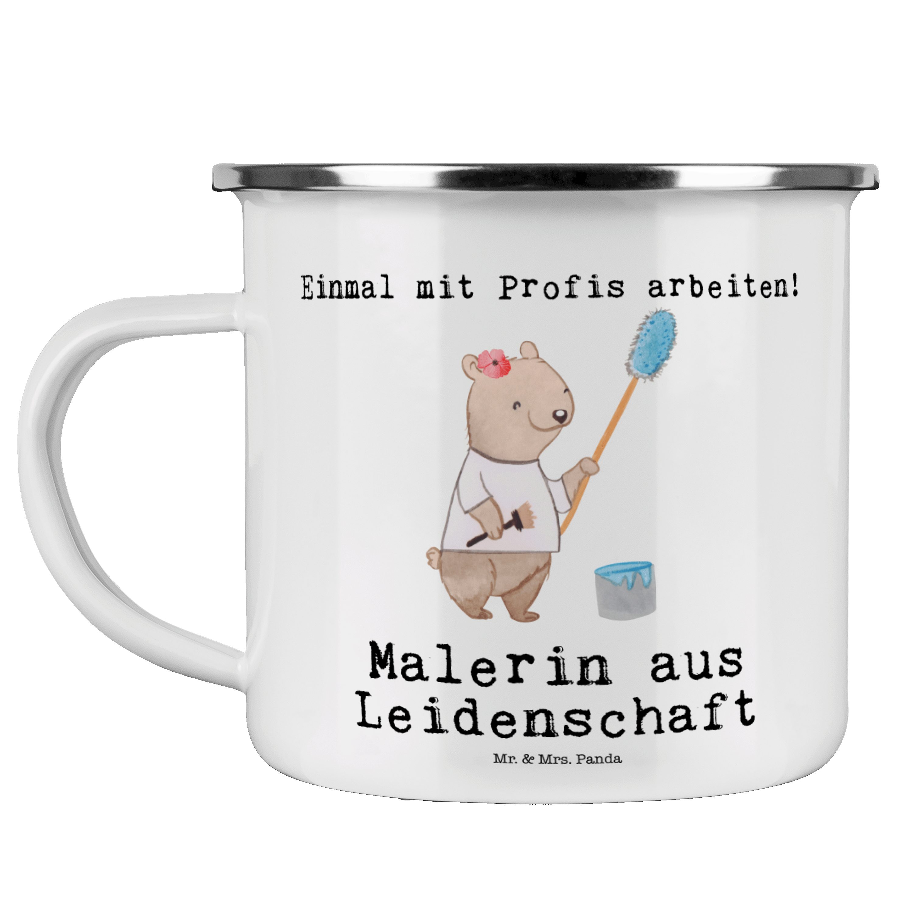 Becher Mr. & Geschenk, Weiß Panda Emaille Mrs. - Leidenschaft Campingta, Malerin aus Malermeisterin, -