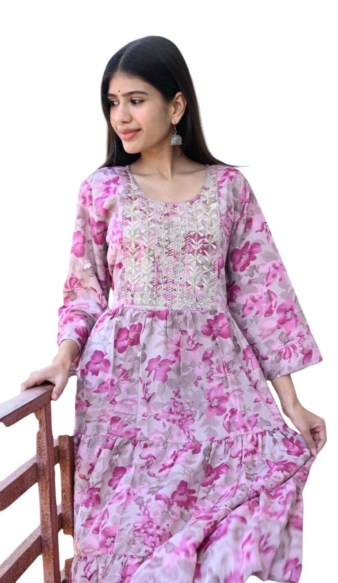 PfauGermany Maxikleid Floral Neck Embroidery