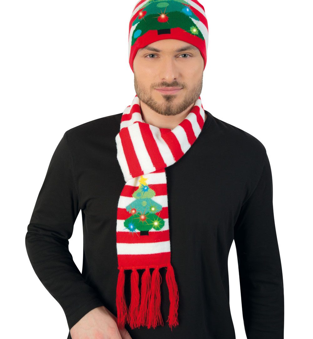 Kostüm Weihnachtsschal blinkend Nikolaus Schal 100 cm Weihnachten