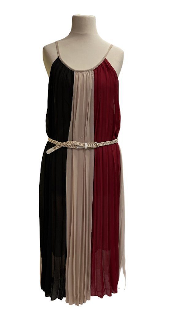 BZNA Trägerkleid Plissee mit Sommerkleid Gürtel Rot
