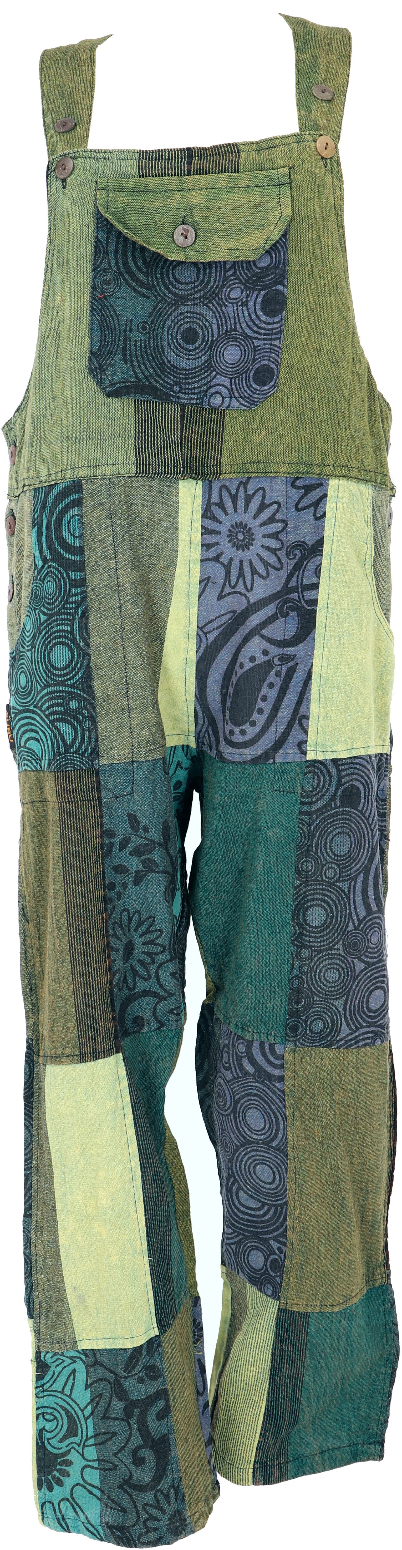 Guru-Shop Relaxhose Patchwork Latzhose, Unisex Boho Overall, Boho.. Ethno Style, alternative Bekleidung