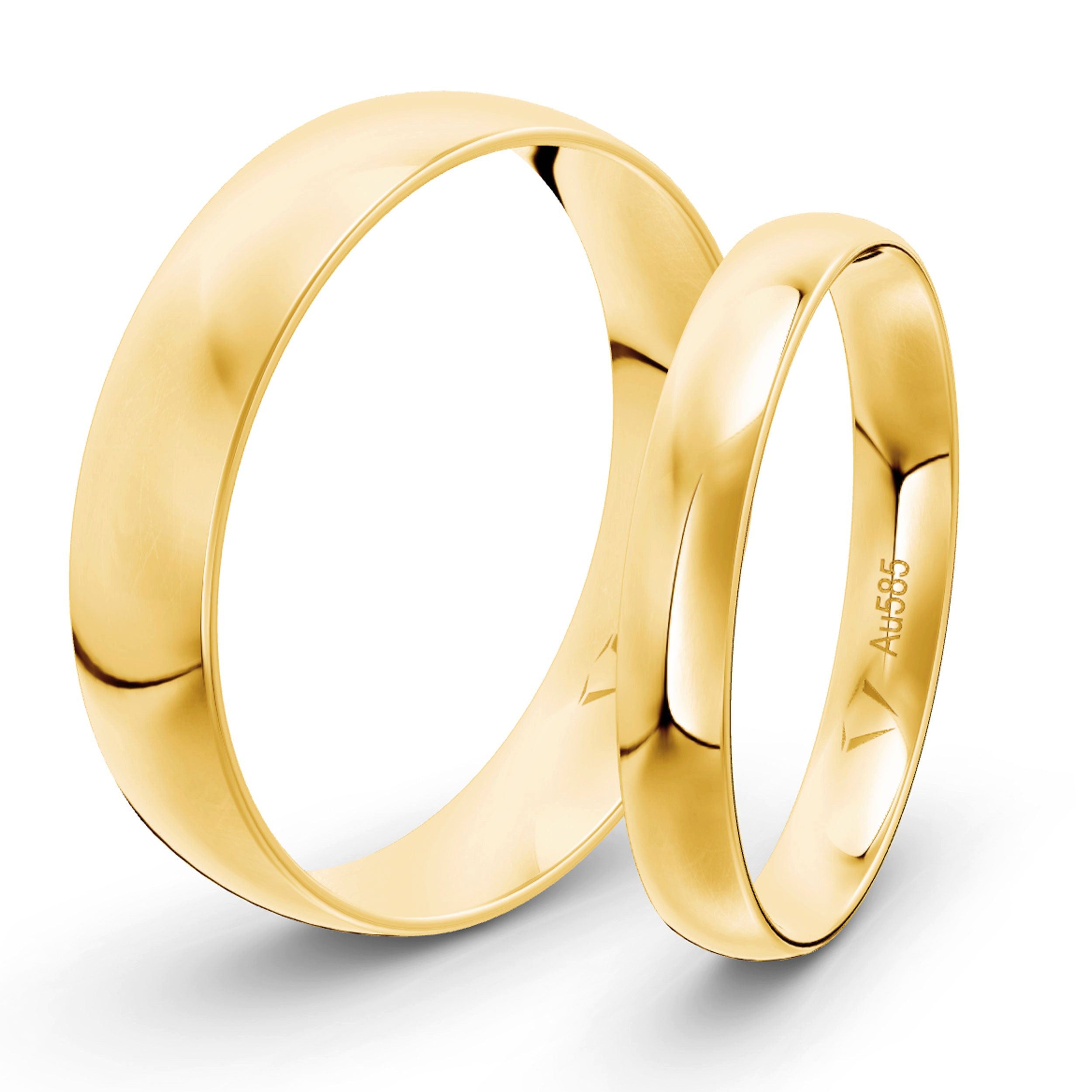 mosa & co. Trauring mit Gravur Classic Gold 585 mit 3mm + 5mm Breite im Paarpreis (Eheringe, 2-tlg., 2 Trauringe)
