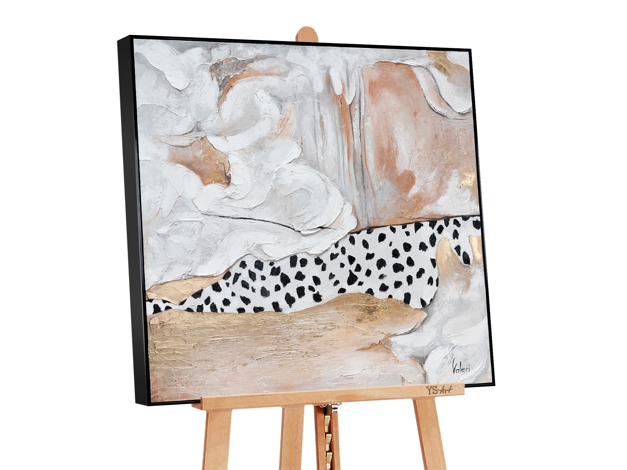 YS-Art Gemälde Stil, Tiermuster Dalmatiner Leinwand Bild Handgemalt mit Rahmen