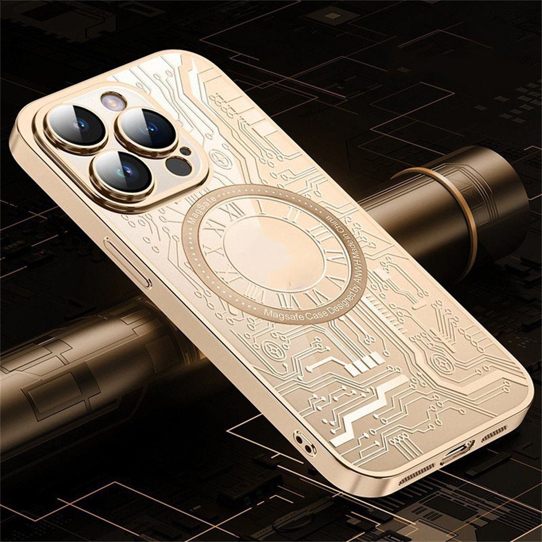 DÖRÖY Handytasche Hülle Magnetische Hülle, Vollabdeckung Schutzhülle für iPhone Gold 14Pro