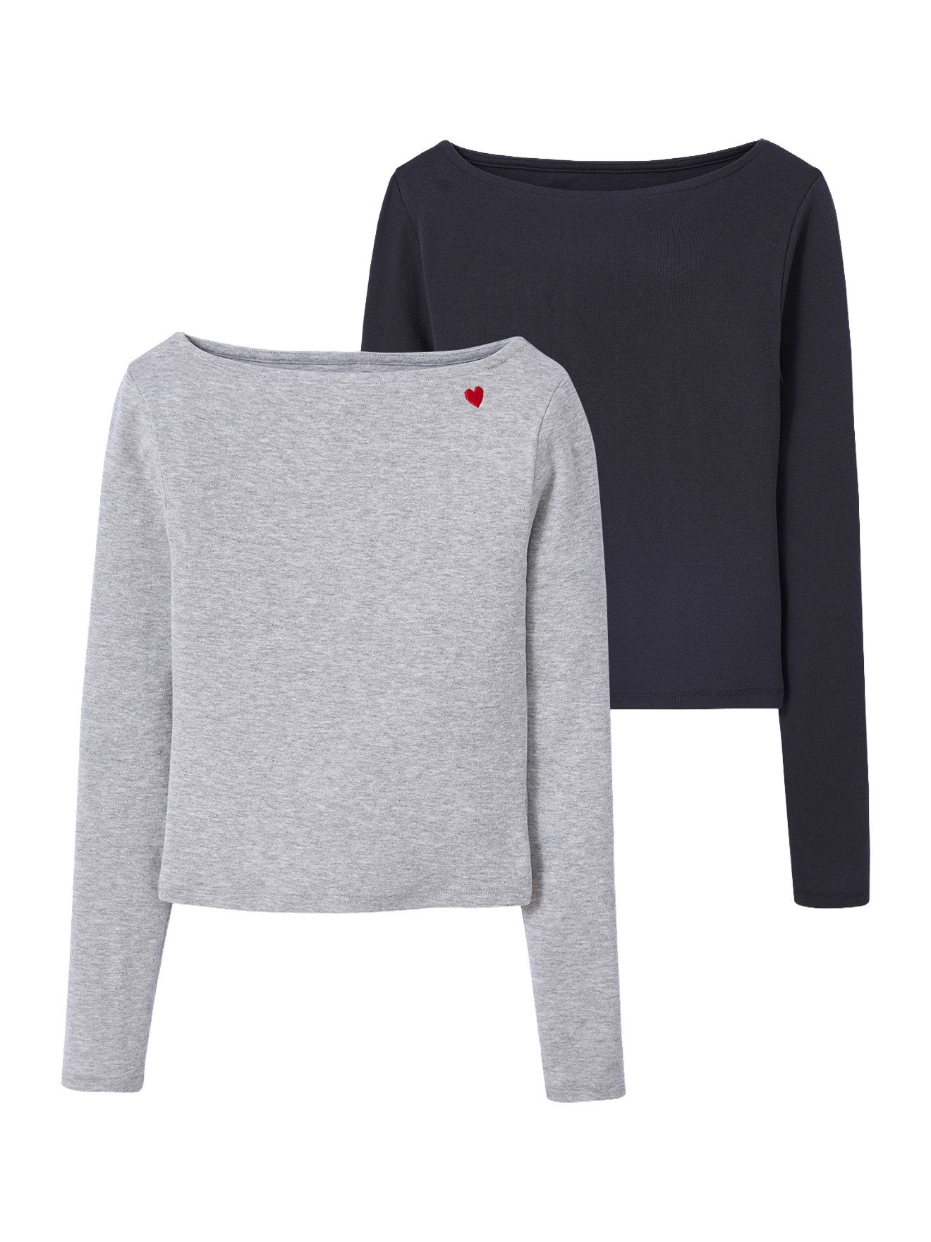 jonen Langarmshirt gerippte Mädchen Shirts 2er-Pack