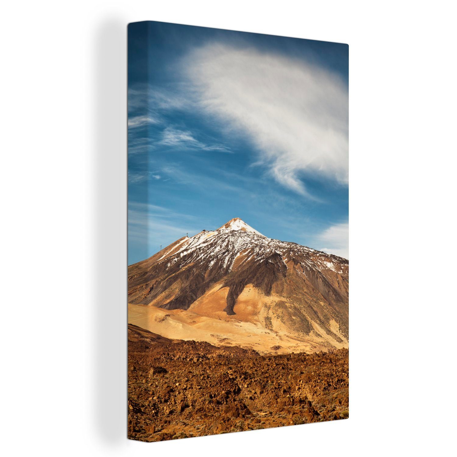 OneMillionCanvasses® im bespannt Leinwandbild Vulkan Teide-Nationalpark Zackenaufhänger, Teide 20x30 von Gemälde, cm fertig (1 Leinwandbild Der St), inkl. schneebedeckte Teneriffa,