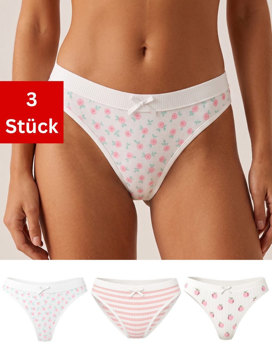 Elegant Love Tanga Tangaslips für Damen – Bequeme Unterhosen, Brasilslips (Set, 3-St., 3er Pack) Unterwäsche mit Rippenstruktur – Komfortabel für Alltag