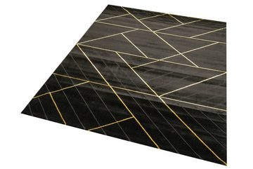 Teppich Teppich Wohnzimmer moderner Teppich geometrisches Muster schwarz gold, Carpetia, rechteckig, Höhe: 12 mm