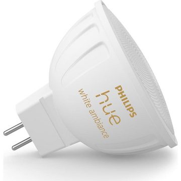 Philips Hue LED-Leuchtmittel White Ambiance LED Lampe GU5,3 Reflektor - MR16 5,1W 400lm Einerpack, n.v, warmweiss
