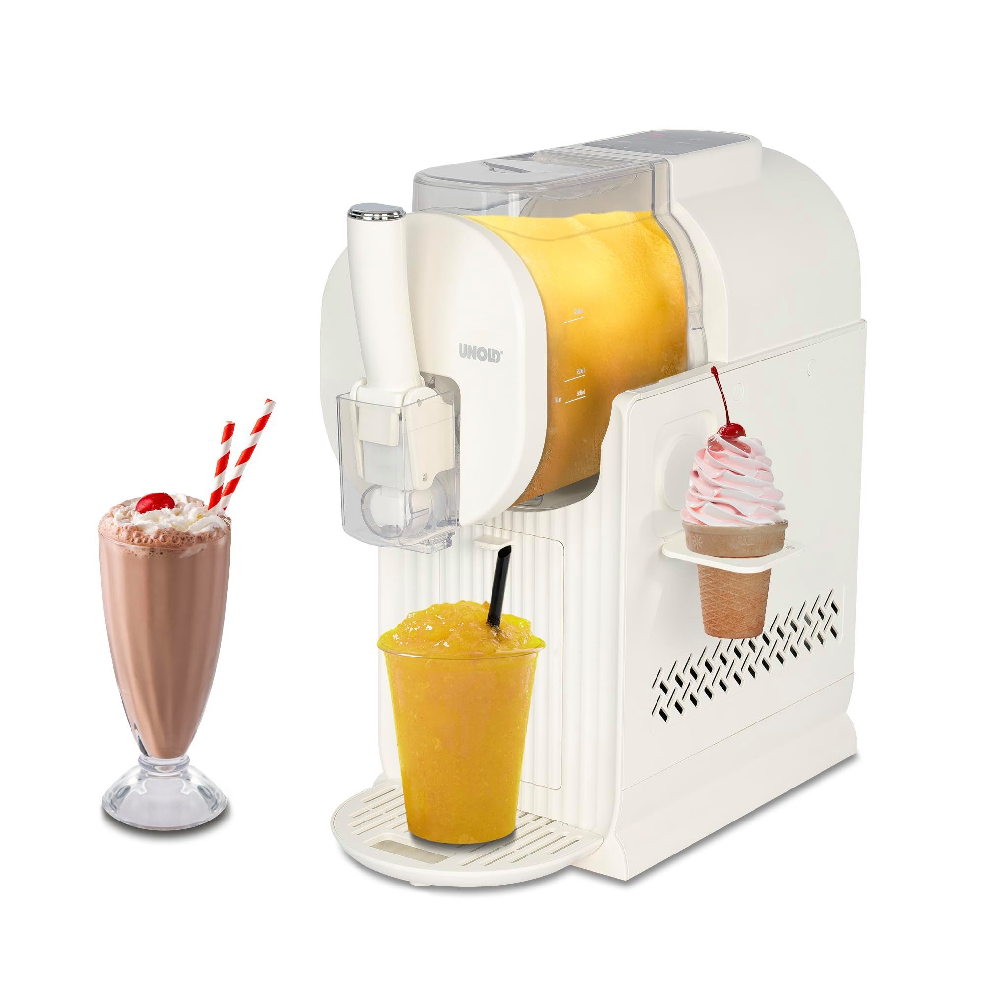 Unold Eismaschine 48960 2IN1-SLUSH UND SOFTEISMASCHINE SOFIA, 2-in-1 Eismaschine mit Kompressor, Cremefarben, 150 W