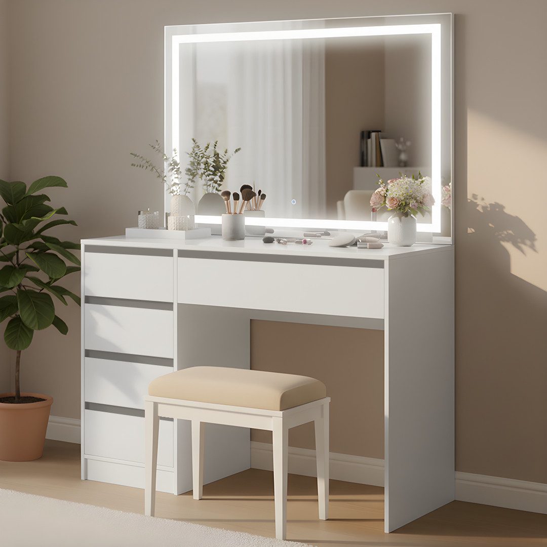Bellamio Schminktisch Nore mit Spiegel, mit und ohne LED-Beleuchtung (Weiß, günstig online kaufen