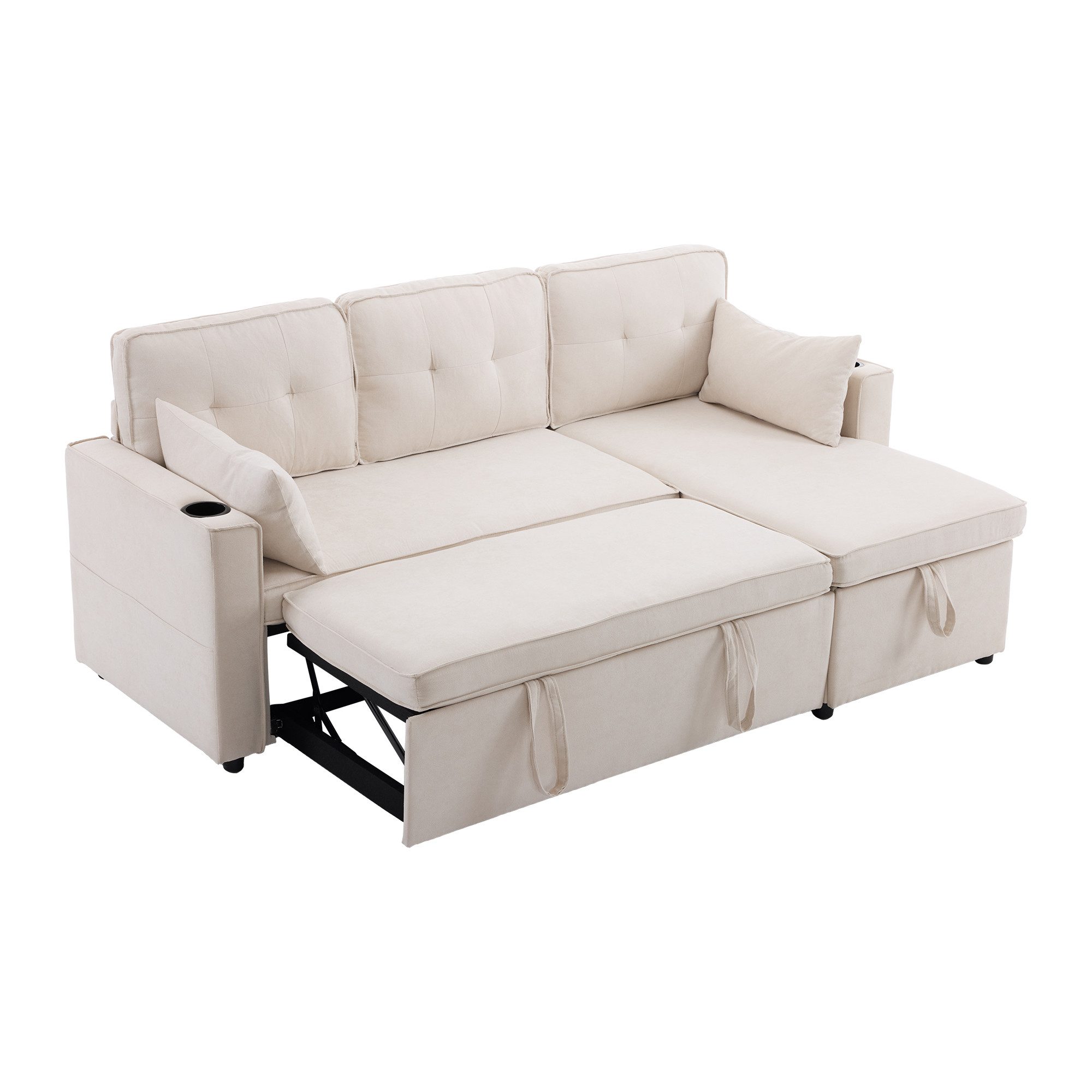Odikalo Schlafsofa L-form Lounge Sofa Sessel Ausziehbar Stauraum Mehrfarbig